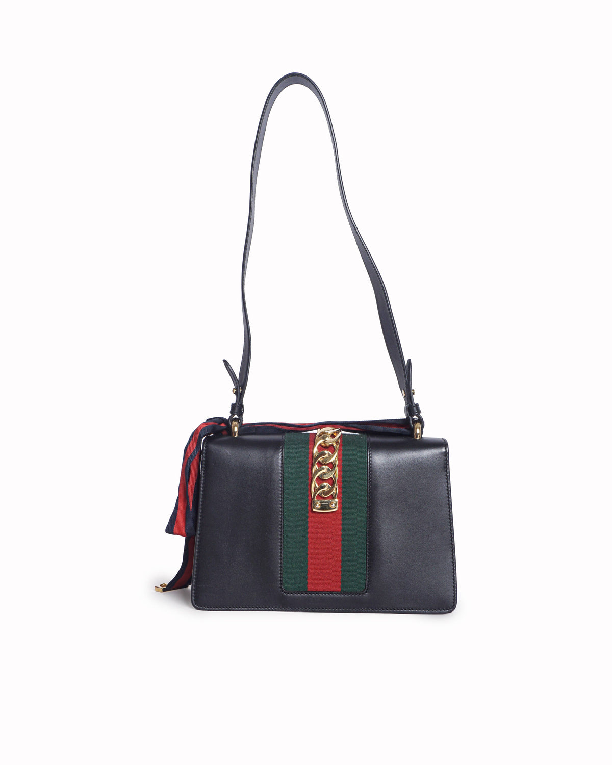 Gucci Black Smooth Leather Small Sylvie Shoulder Bag