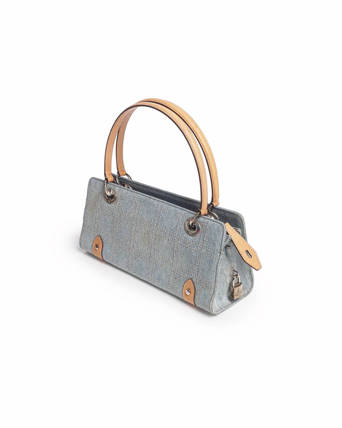 Christian Dior East West Lady Dior Studded Denim Bag