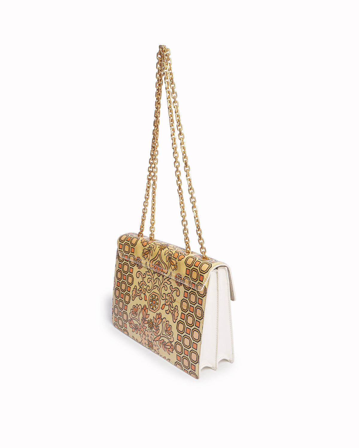 Tory Burch Kira Yellow & Orange Floral Printed Leather Shoulder Bag