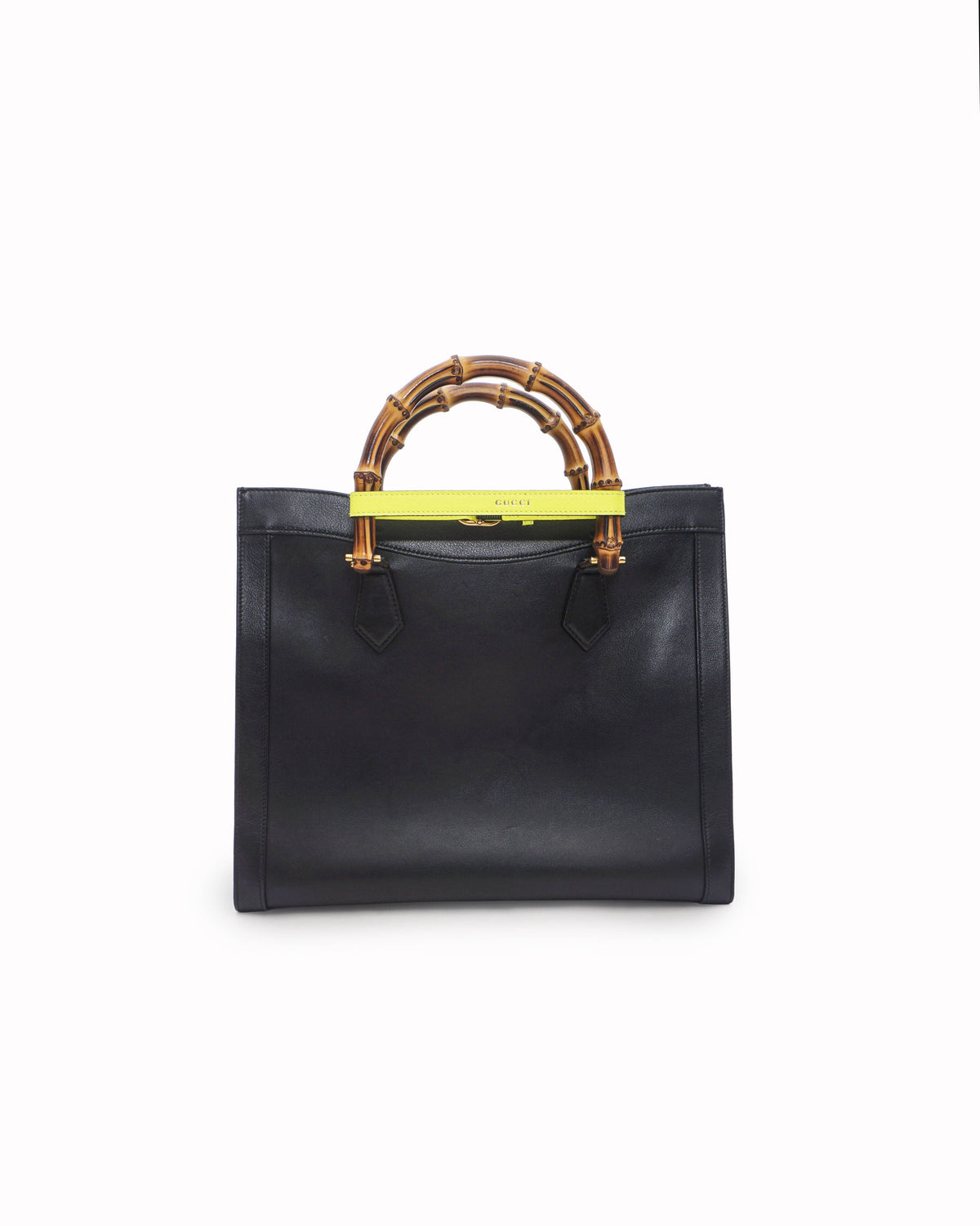 Gucci Diana Black Leather Bamboo Handle Tote Bag