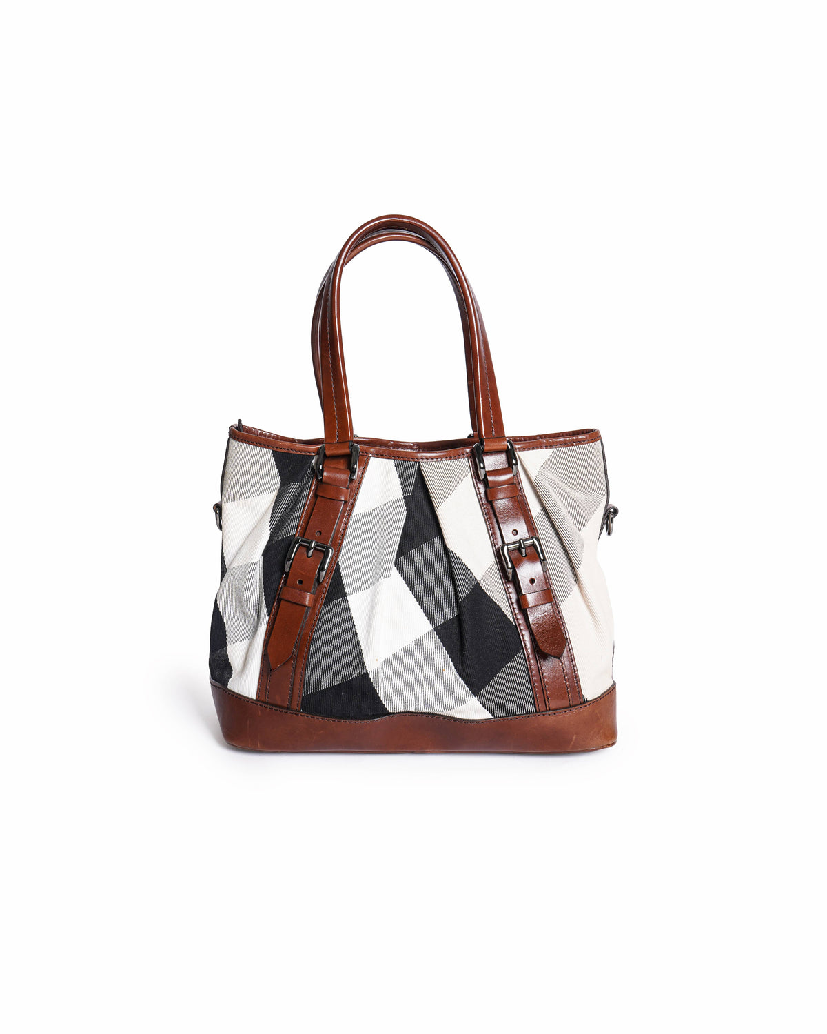 Burberry Brown Mega Check Canvas & Leather Lowry Tote