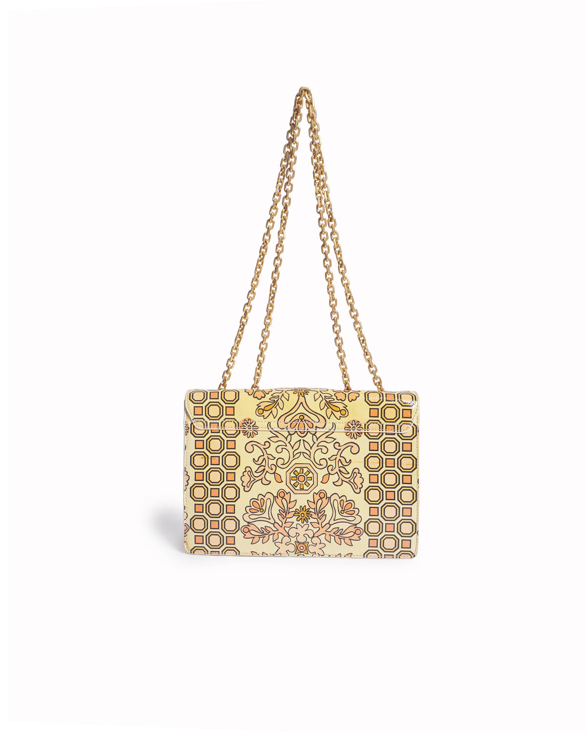Tory Burch Kira Yellow & Orange Floral Printed Leather Shoulder Bag
