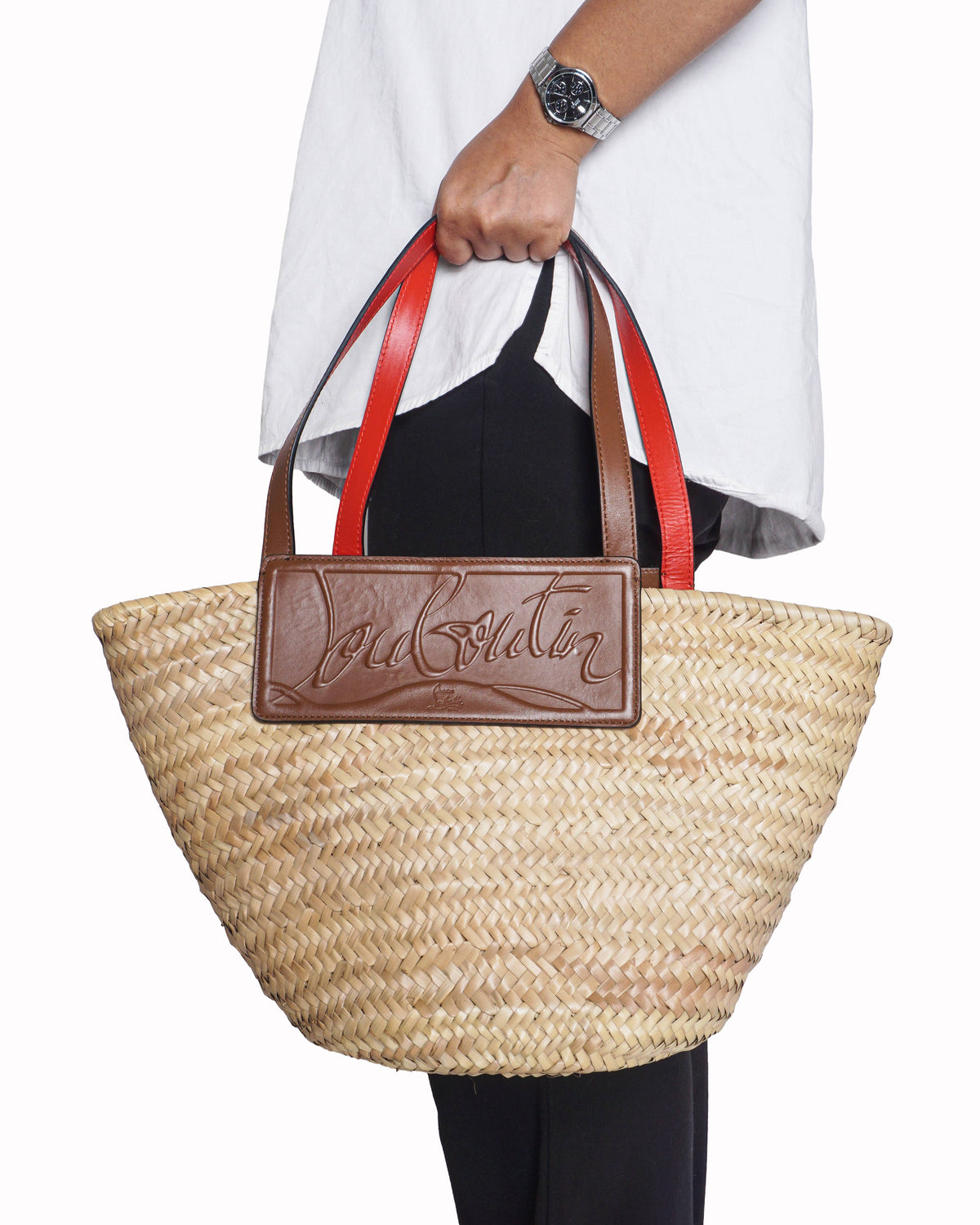 Christian Louboutin Rubishore Raffia Basket Tote