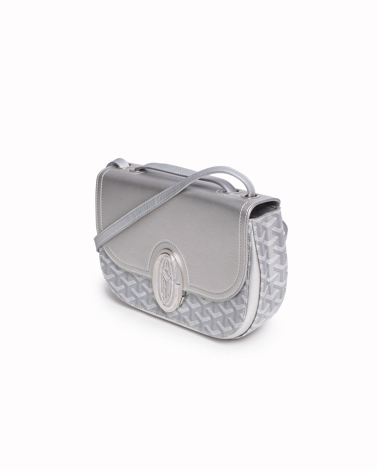 Goyard 233 PM Grey Goyardine Canvas & Calfskin Shoulder Bag