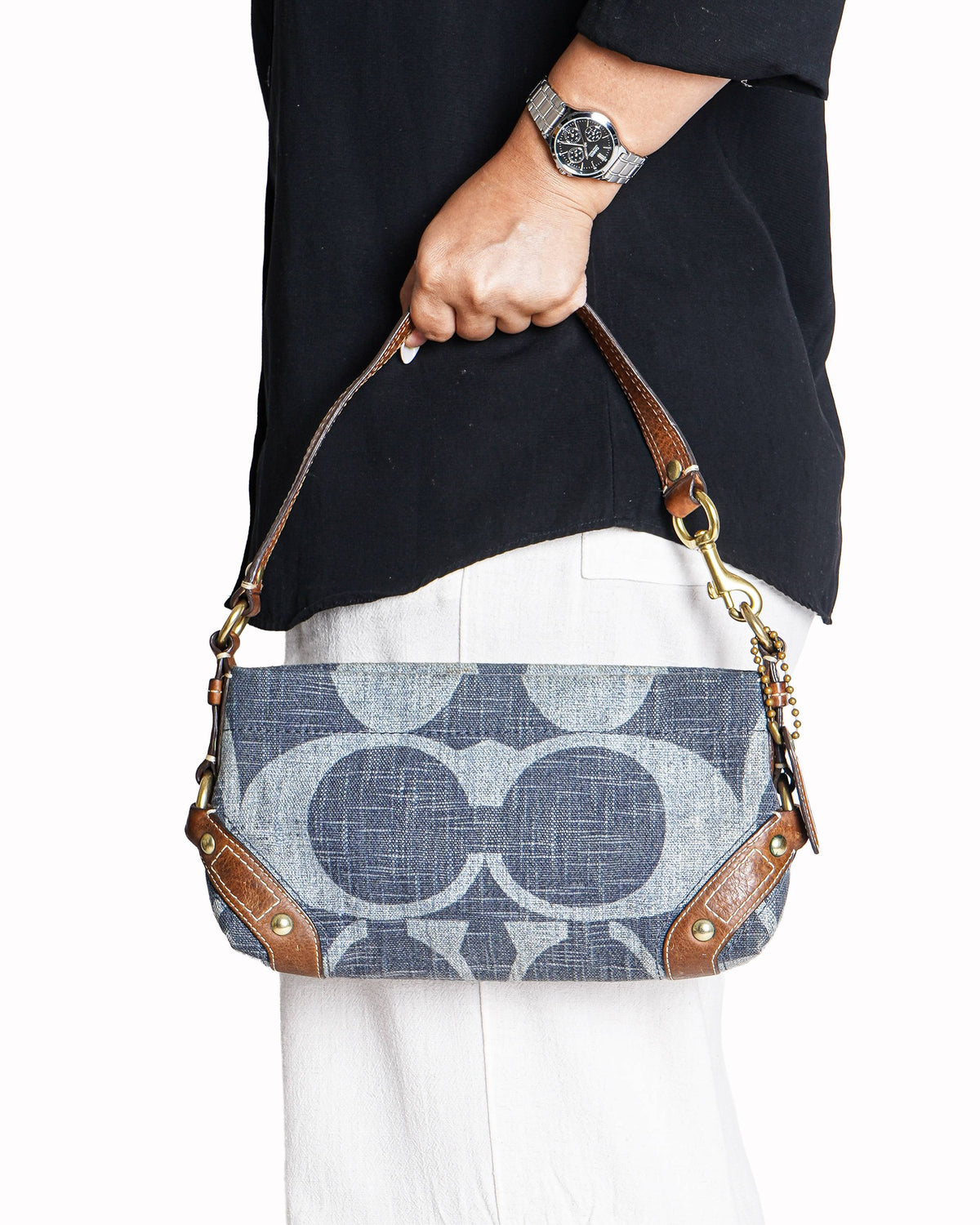Coach Small Carly Denim Shoulder Bag in Signature Jacquard