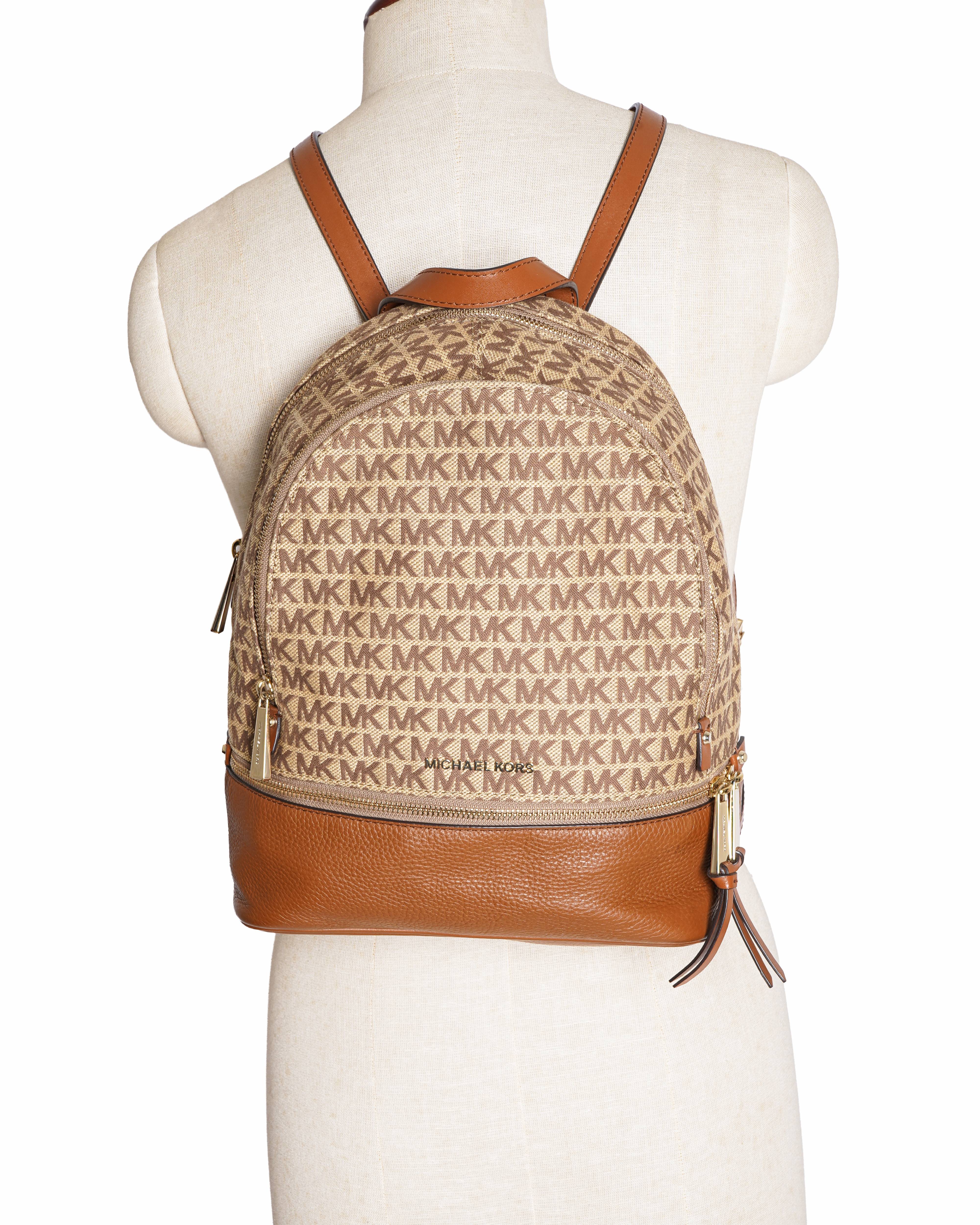 Michael Kors Beige & Tan Monogram Canvas Backpack