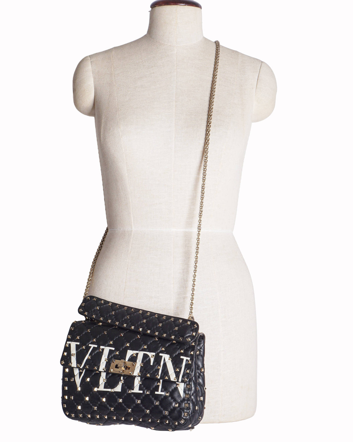 Valentino Garavani Black VLTN Quilted Rockstud Spike Shoulder Bag