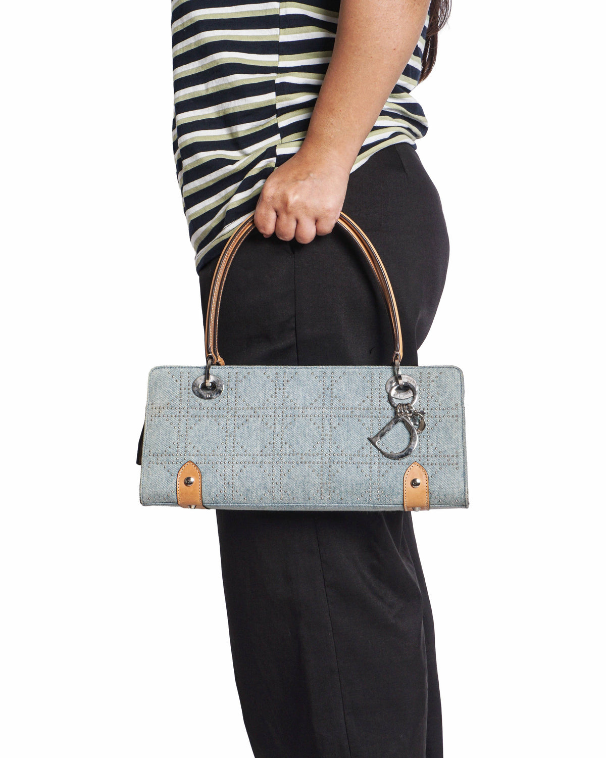 Christian Dior East West Lady Dior Studded Denim Bag
