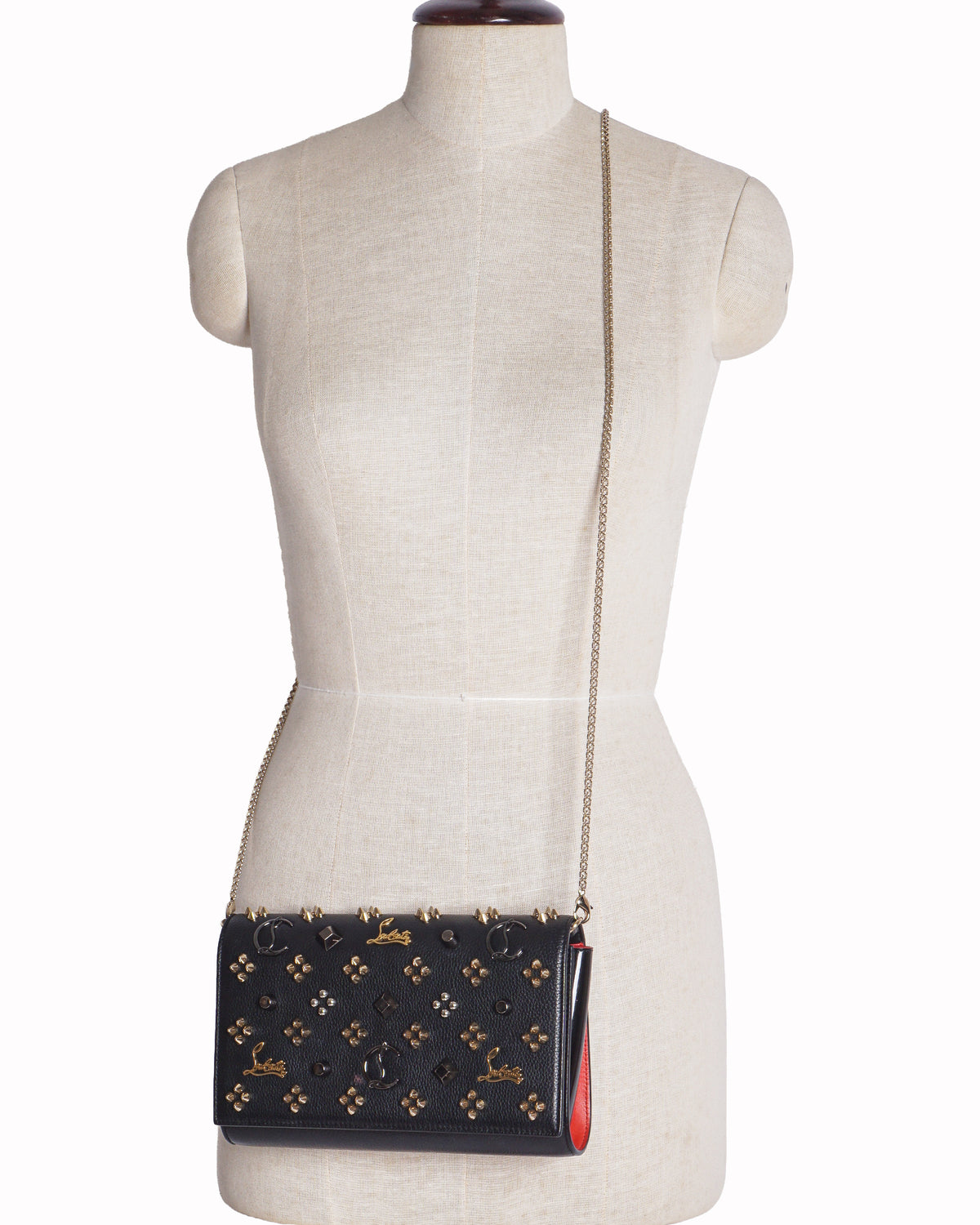 Christian Louboutin Black Calfskin Paloma Chain Clutch