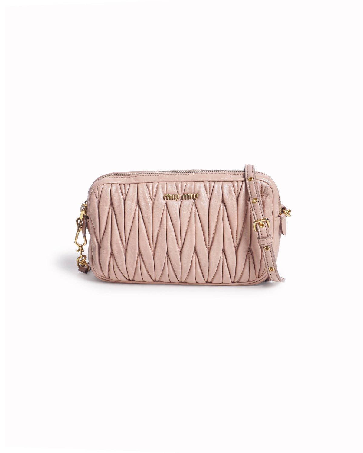 Miu Miu Blush Pink Matelassé Leather Camera Bag