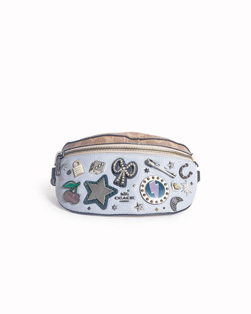 Coach Belt Bag With Signature Canvas Detail & Souvenir Pins