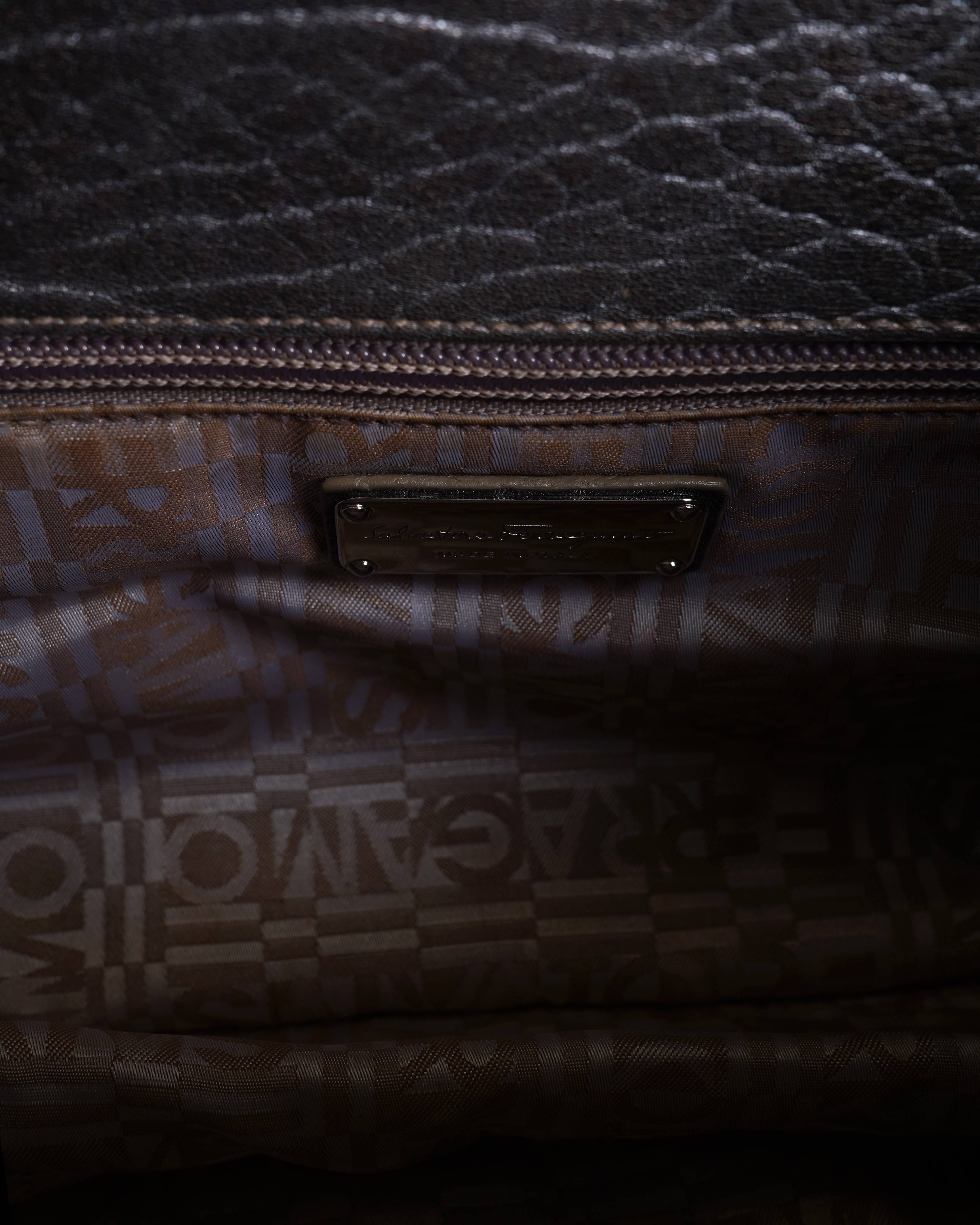 Salvatore Ferragamo metallic leather cutout shoulder bag