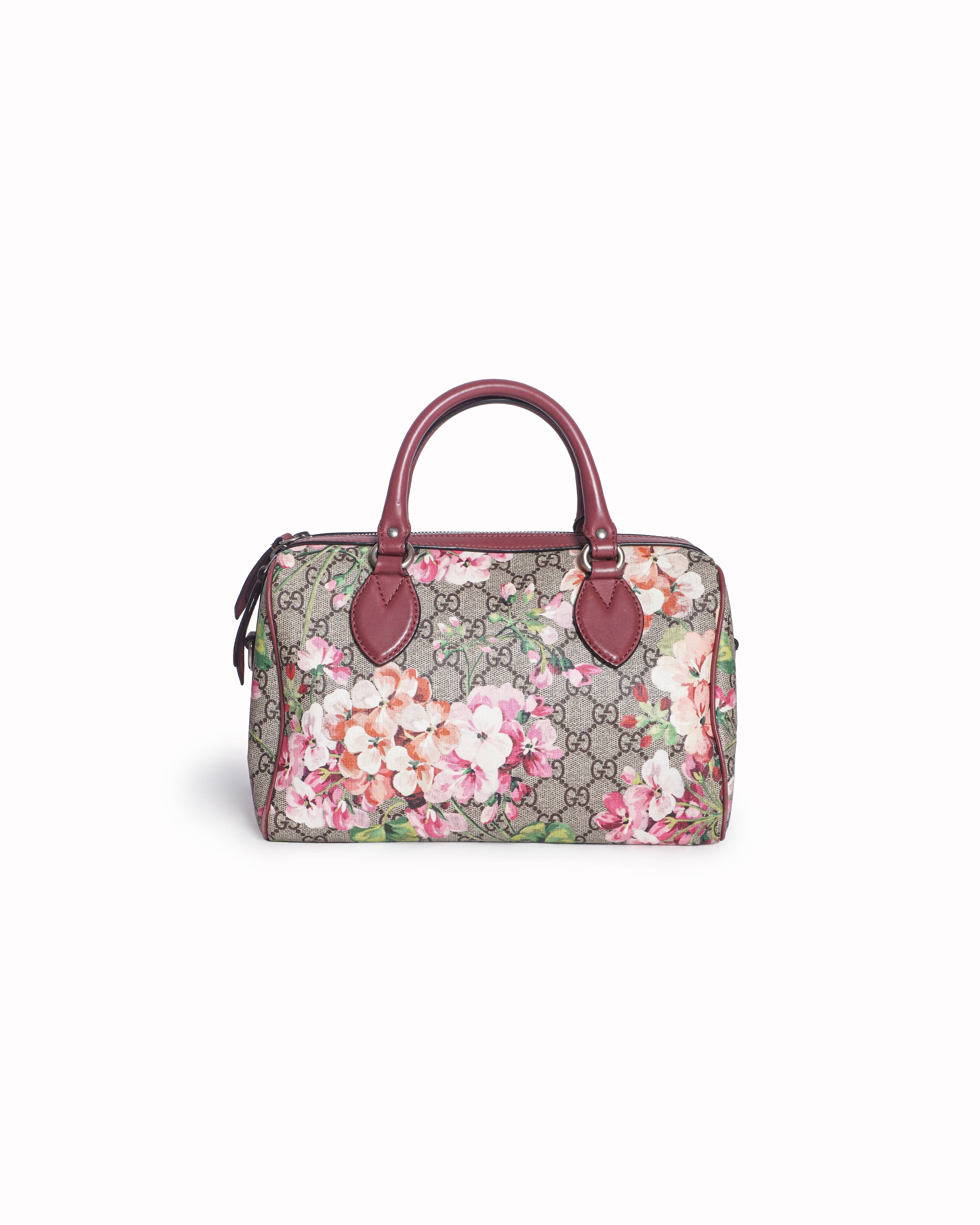 Gucci Small GG Supreme Blooms Boston Bag