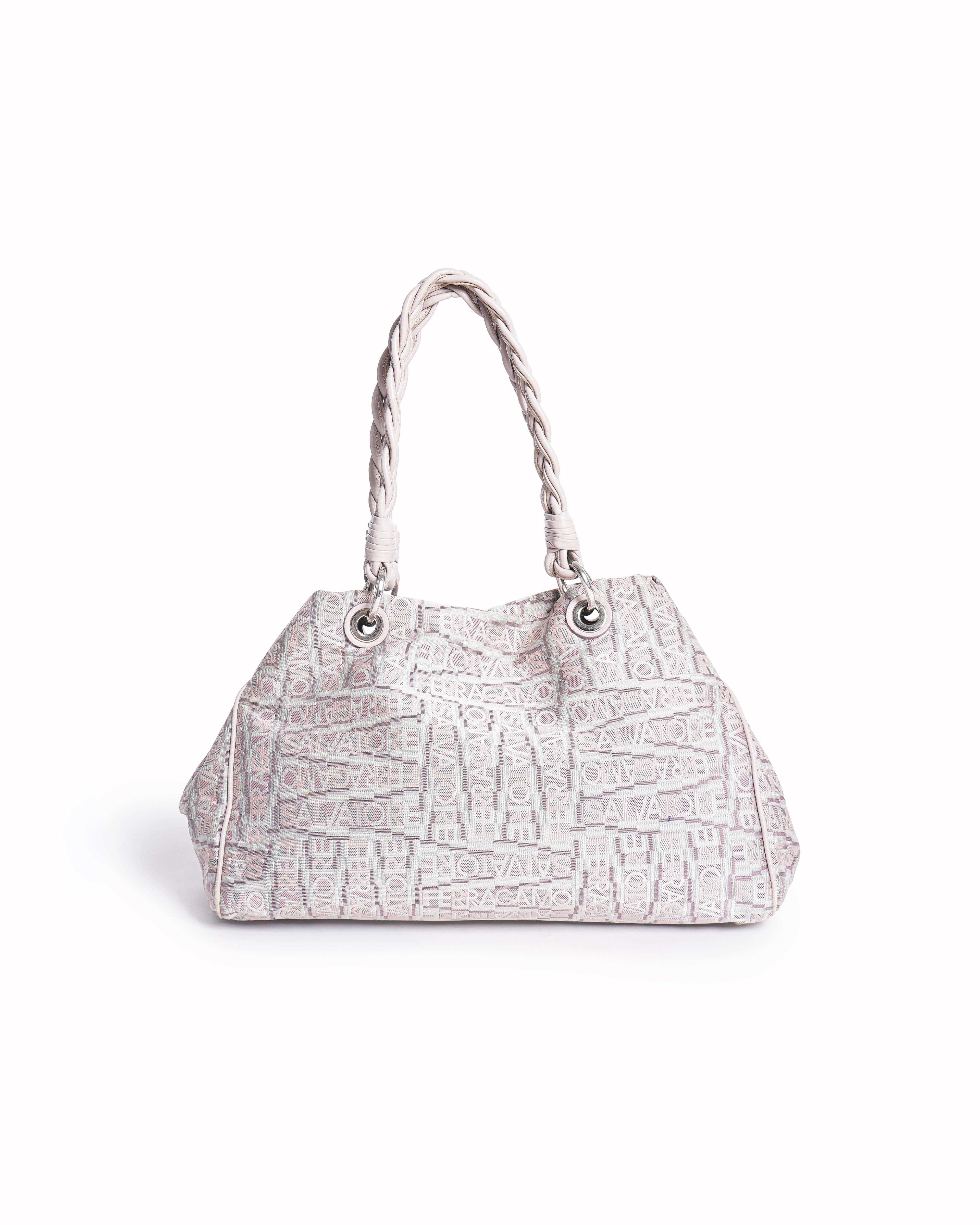 Salvatore Ferragamo Pink Logo Medium Shoulder Bag