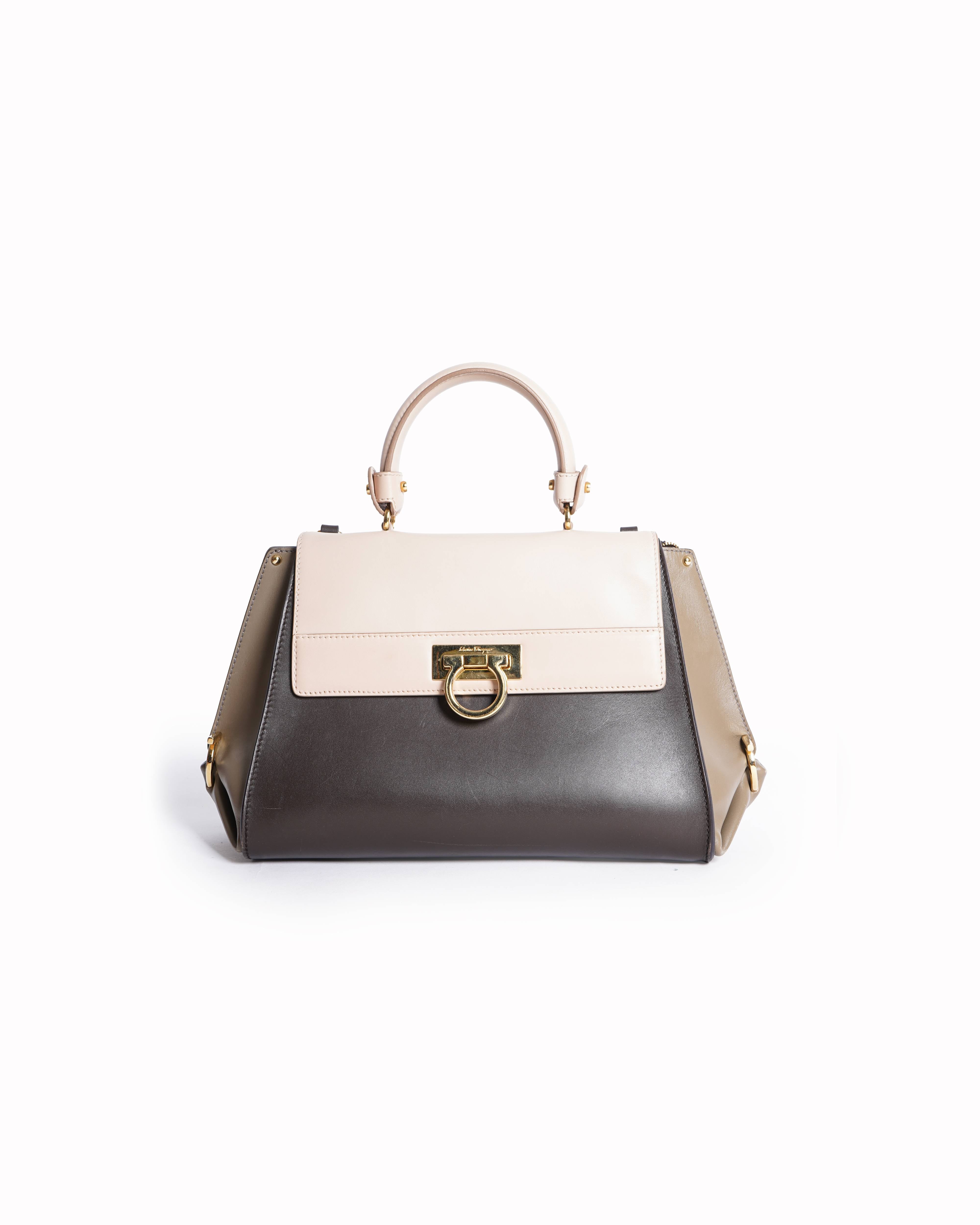 Salvatore ferragamo tri color medium sofia top handle bag