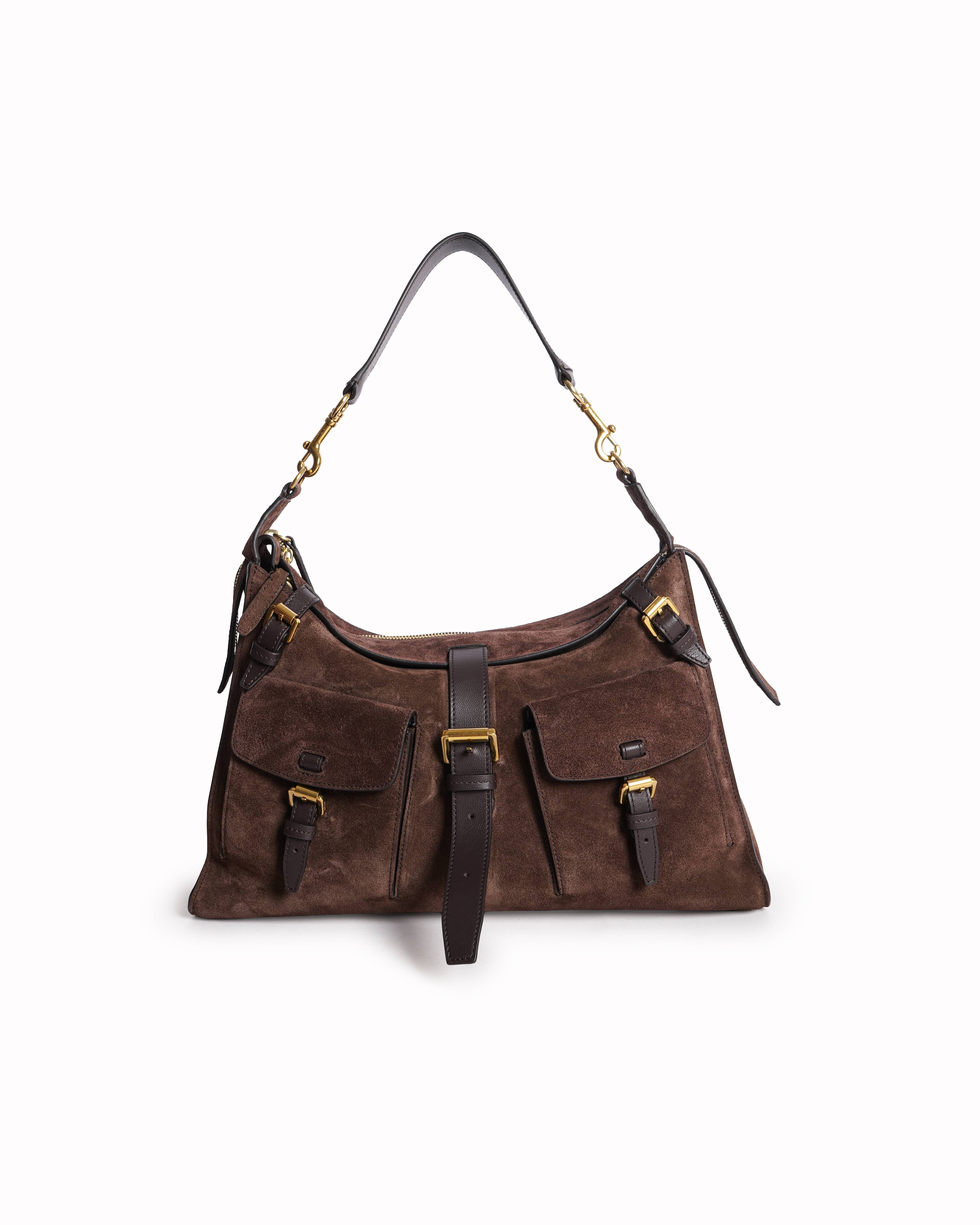 Mulberry Roxanne Shoulder Bag Chocolate Suede