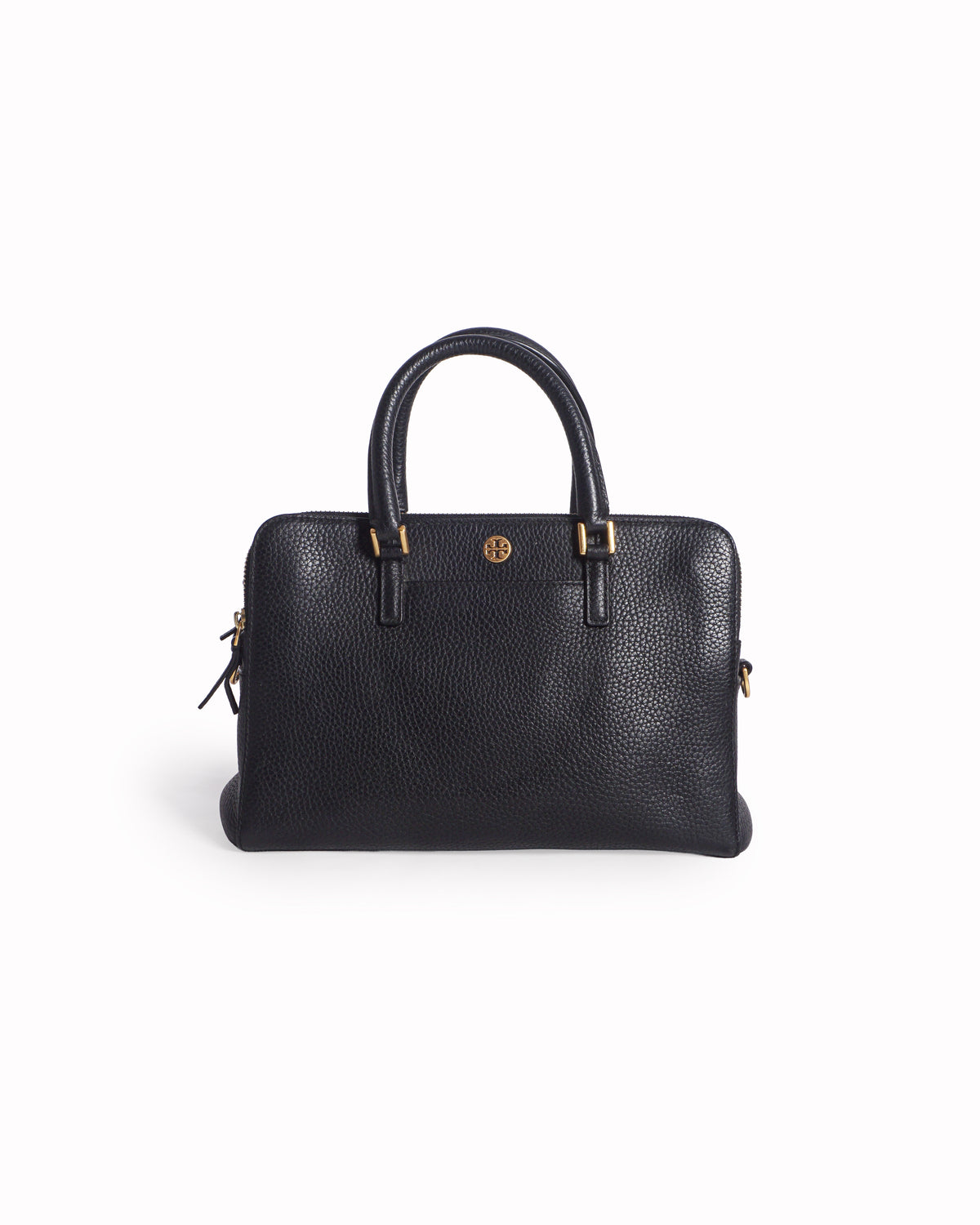 Tory Burch Black Pebbled Leather Robinson Double Zip Tote Bag