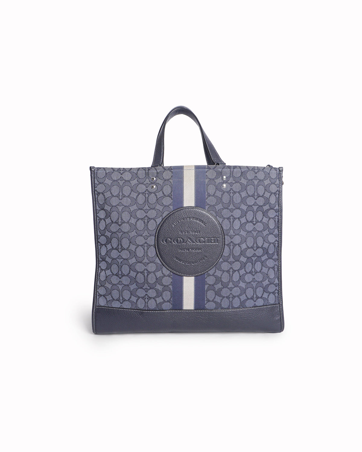 Coach Signature Jacquard Canvas Tote Bag with Center Stripe