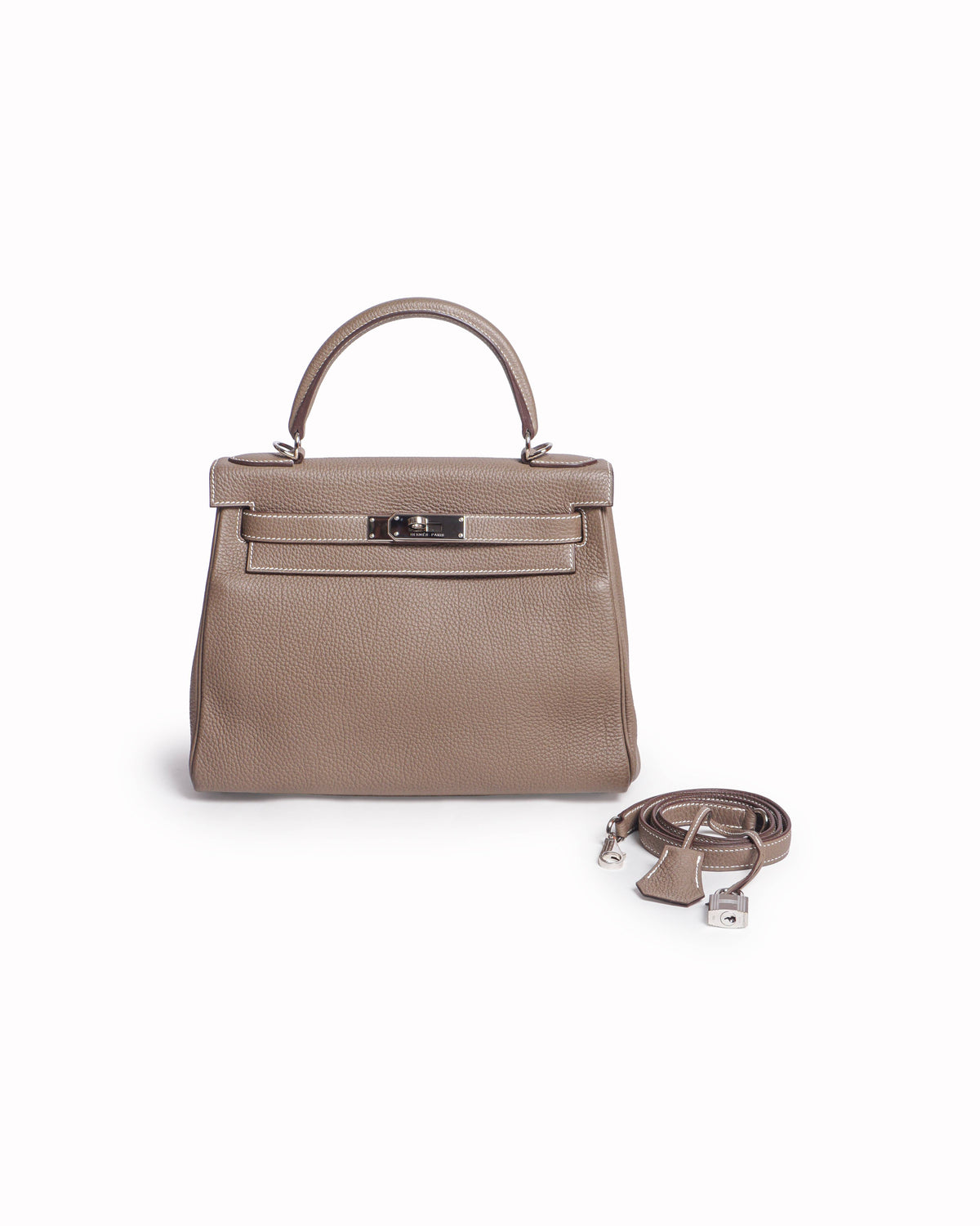 Hermès Kelly 28 Retourne Grey-Taupe Togo Leather With Palladium Hardware