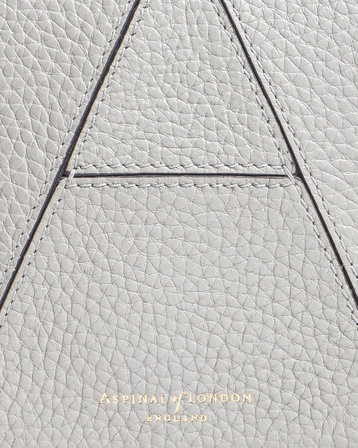 Aspinal of London Warm Grey Pebbled Leather Camera Crossbody Bag