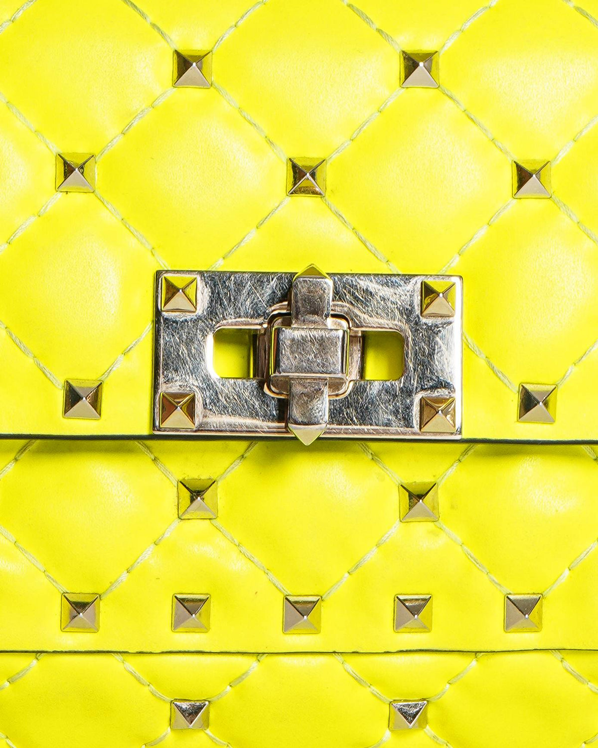 Valentino Garavani Rockstud Spike Neon Yellow Leather Crossbody Bag