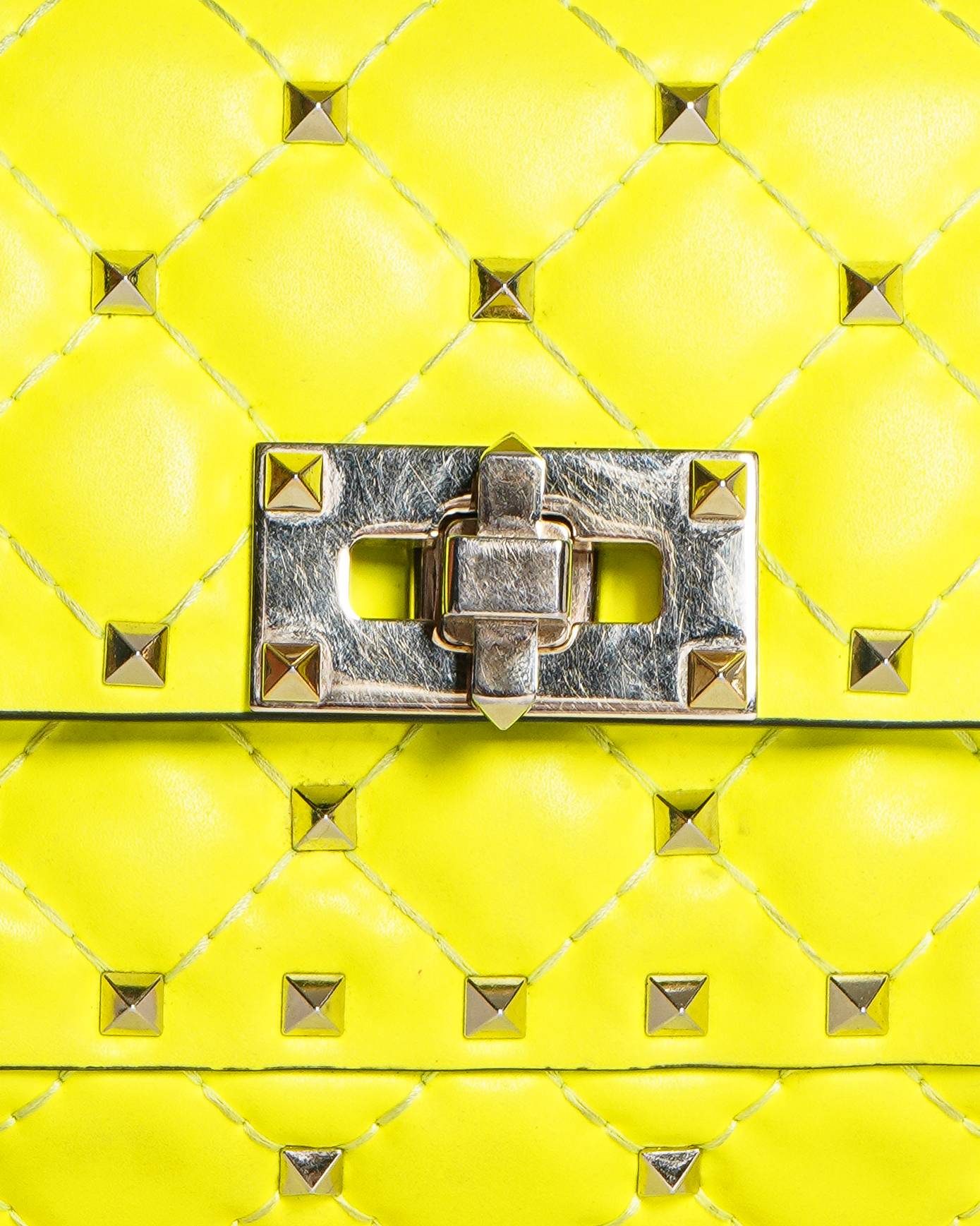 Valentino Garavani Rockstud Spike Neon Yellow Leather Crossbody Bag