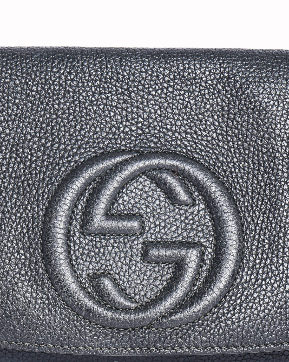 Gucci Soho Pebbled Leather Flap Crossbody Bag