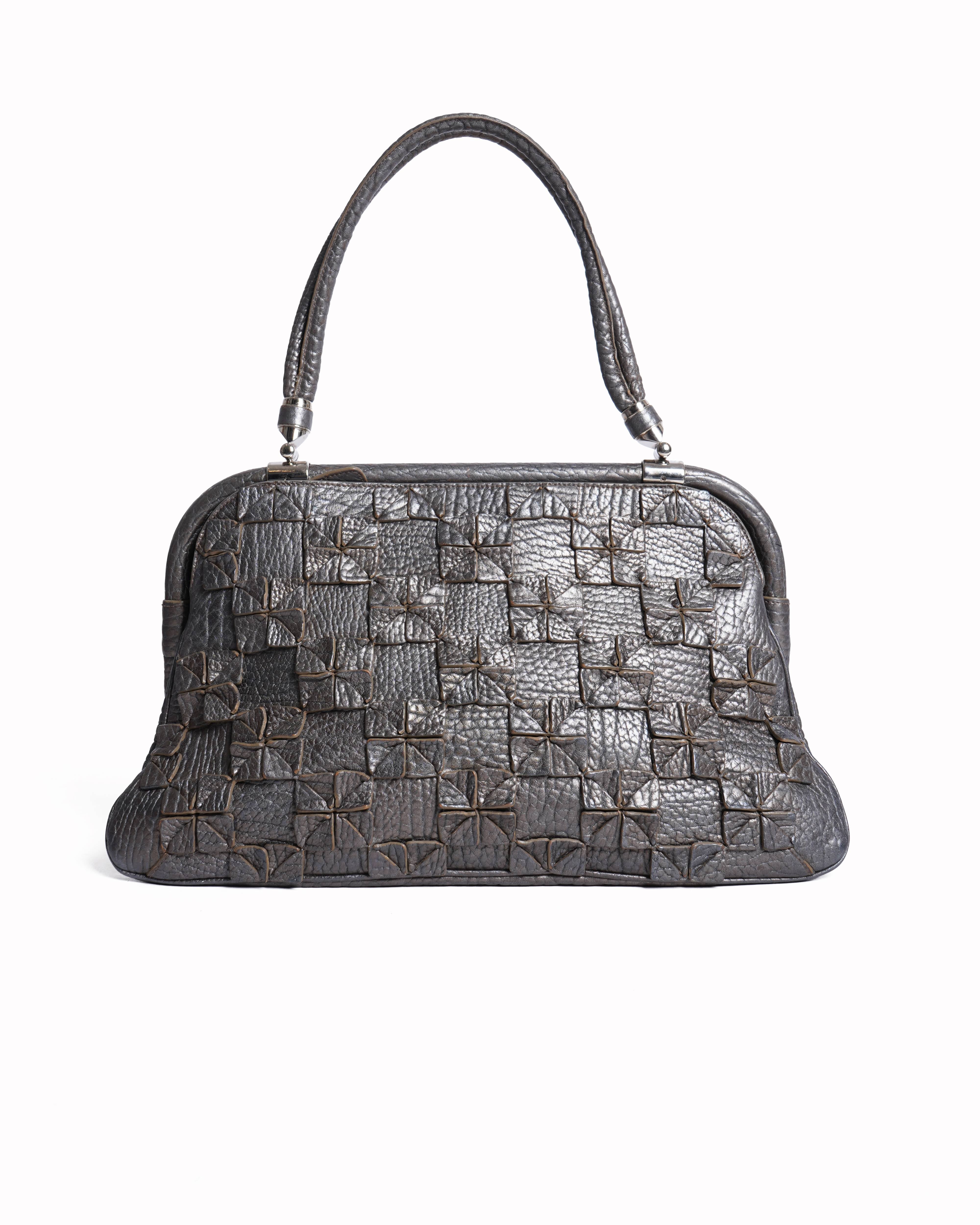 Salvatore Ferragamo metallic leather cutout shoulder bag