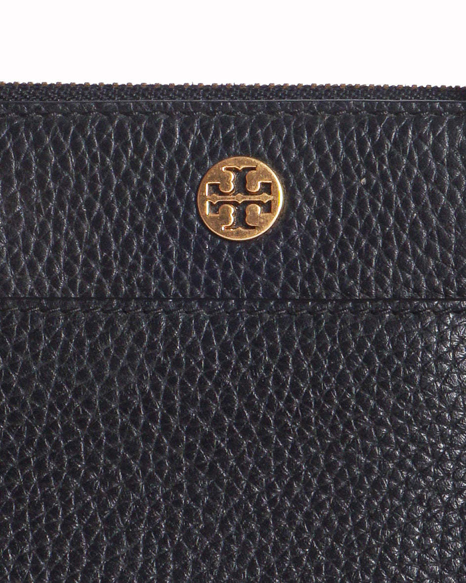 Tory Burch Black Pebbled Leather Robinson Double Zip Tote Bag