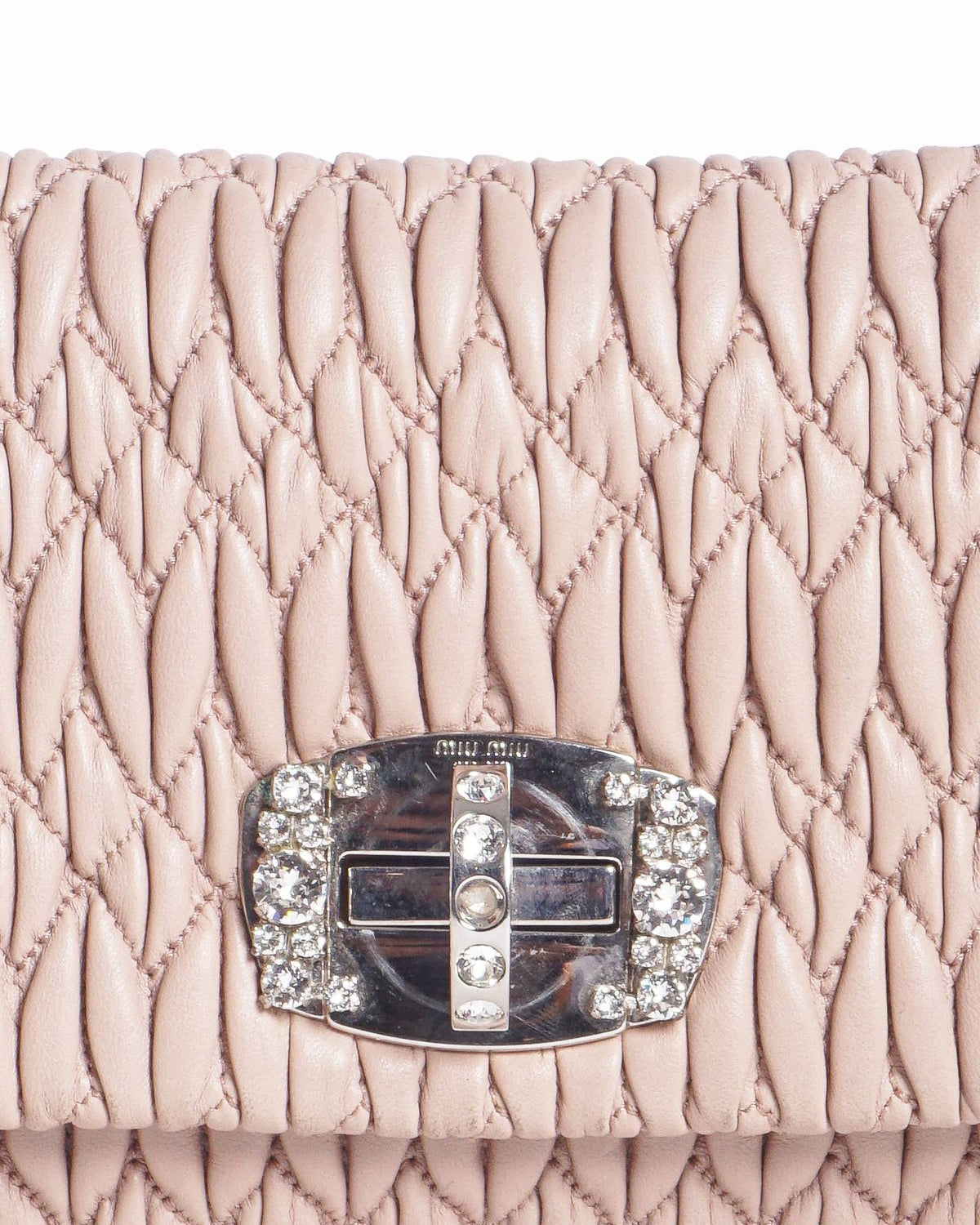 Miu Miu Blush Pink Nappa Crystal Matelassé Bag