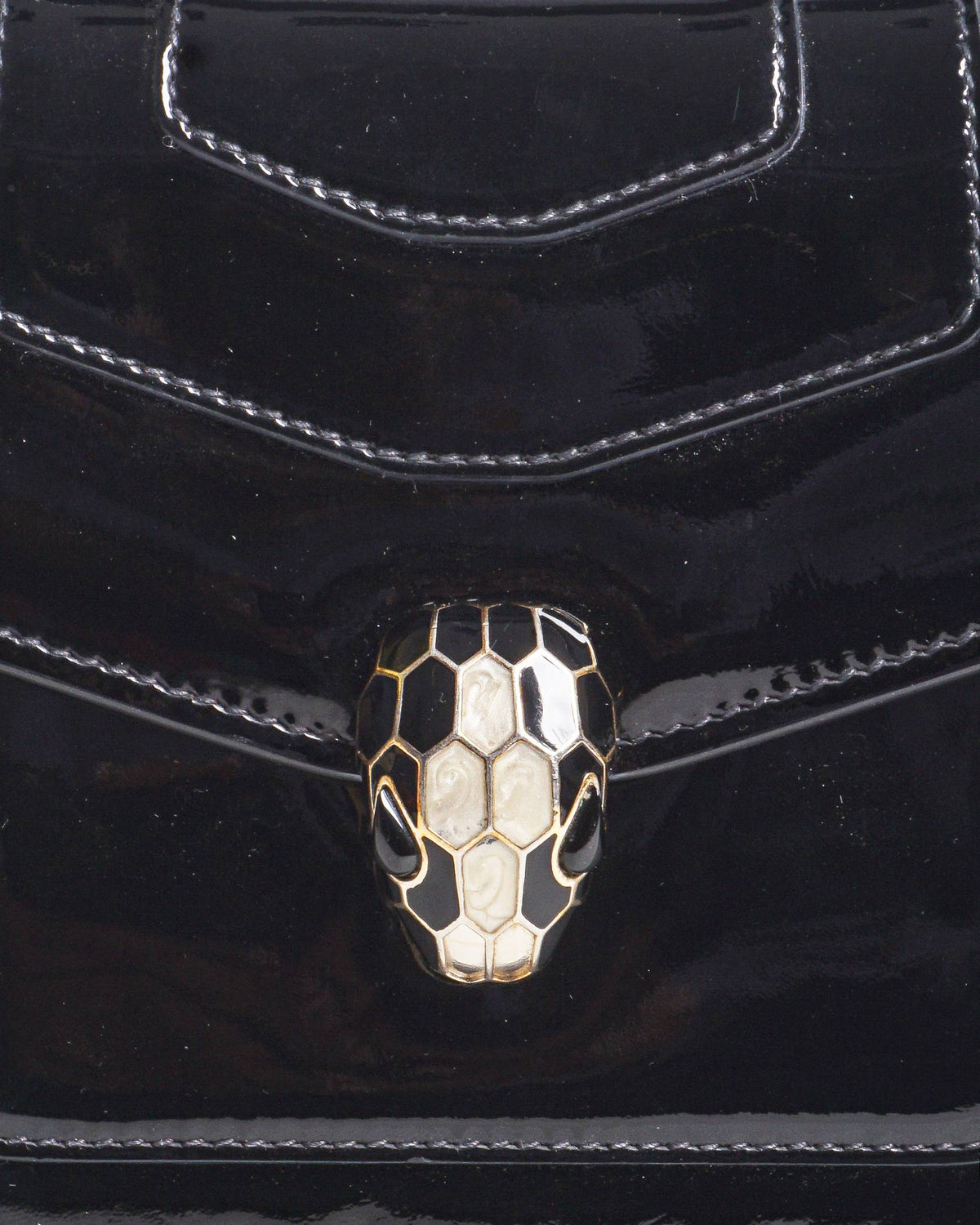 Bvlgari Black Patent Leather Serpenti Forever Top Handle Bag