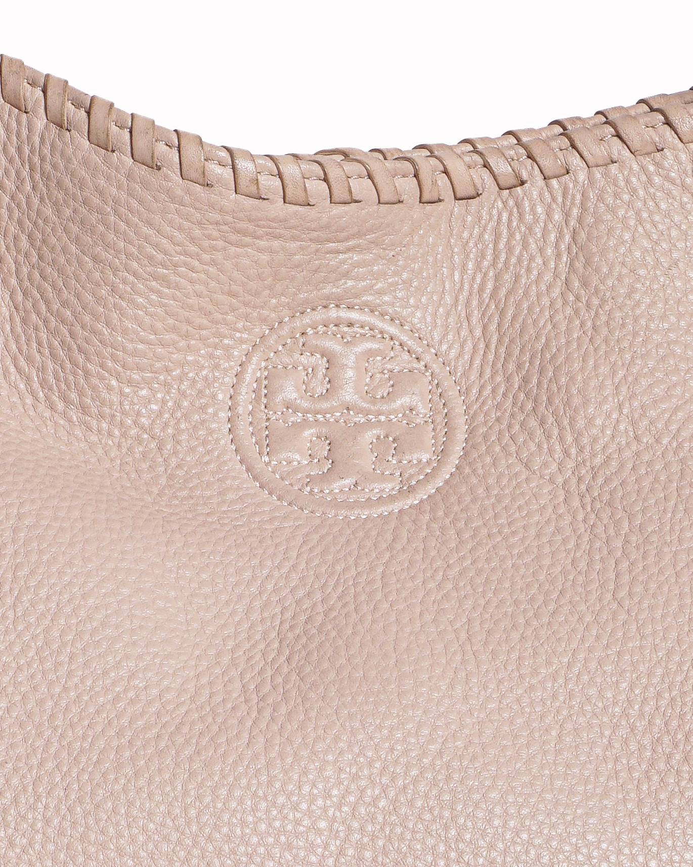 Tory Burch Marion Blush Pink Pebbled Leather Whipstitch Shoulder Bag