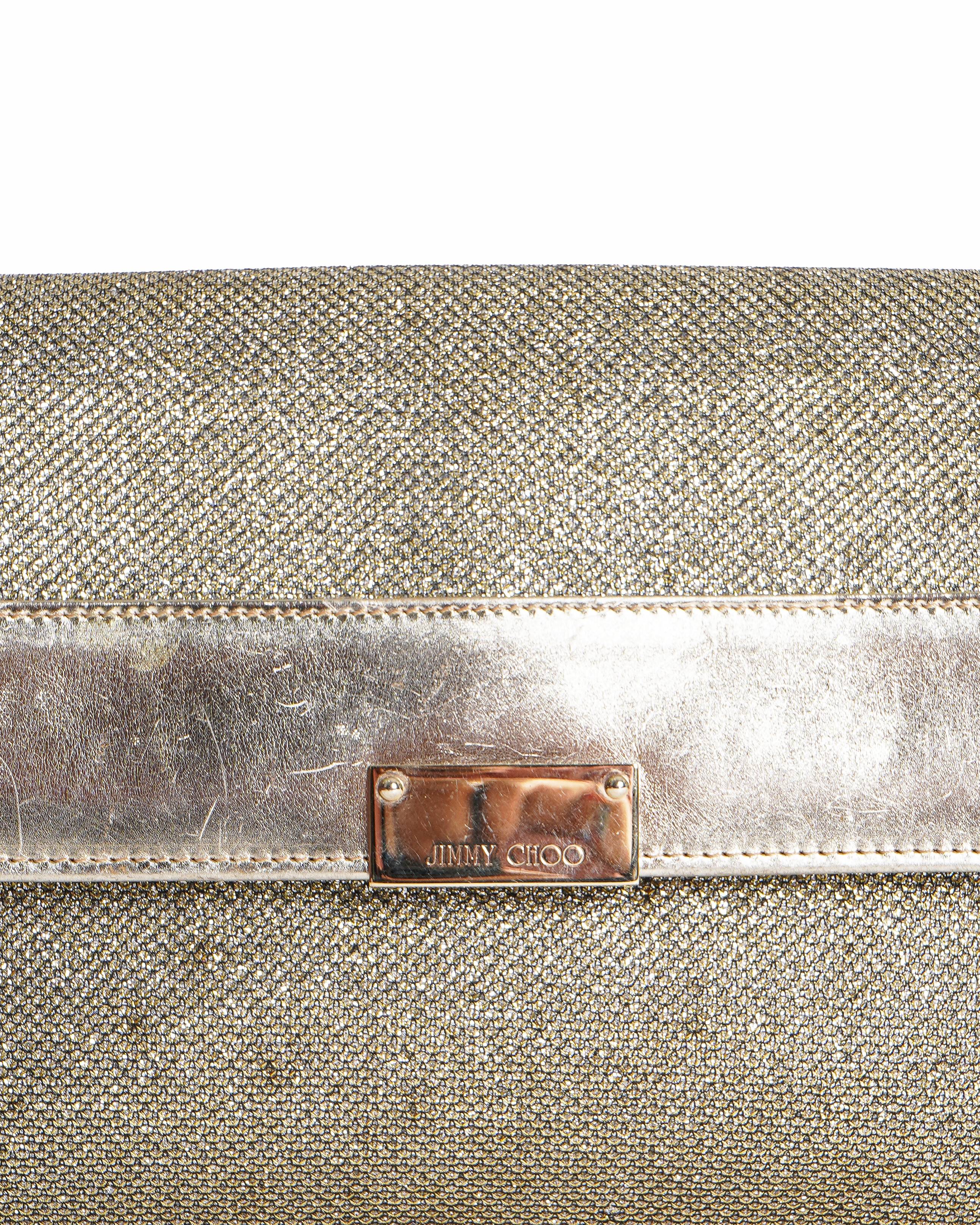 Jimmy Choo Emmie Champagne Gold Glitter Clutch