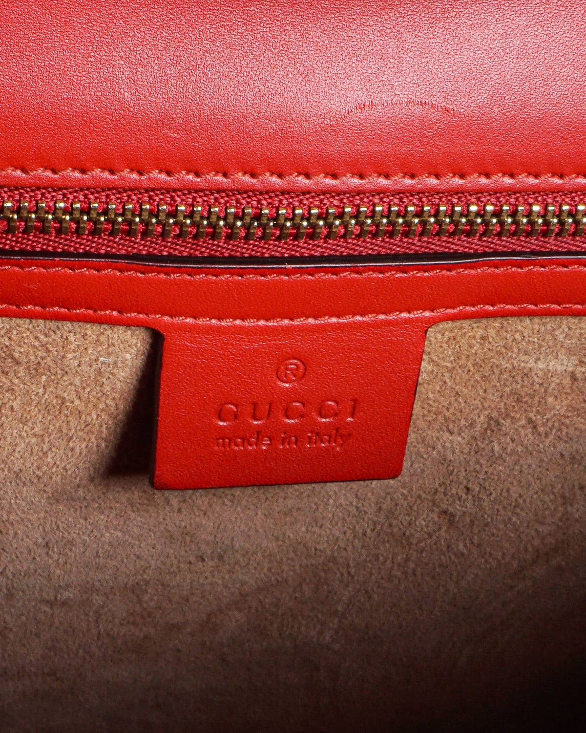Gucci Red Smooth Leather Sylvie Top Handle Bag