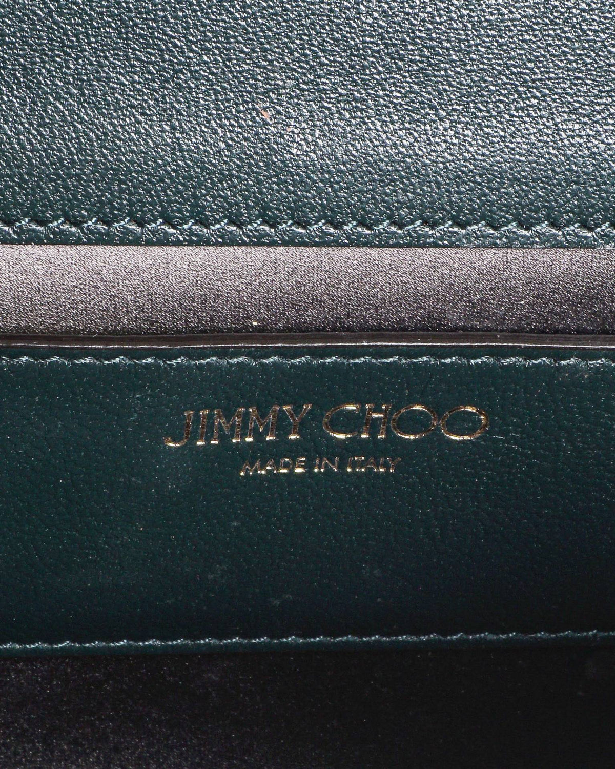 Jimmy Choo Dark Green Varenne Croc-Embossed Clutch