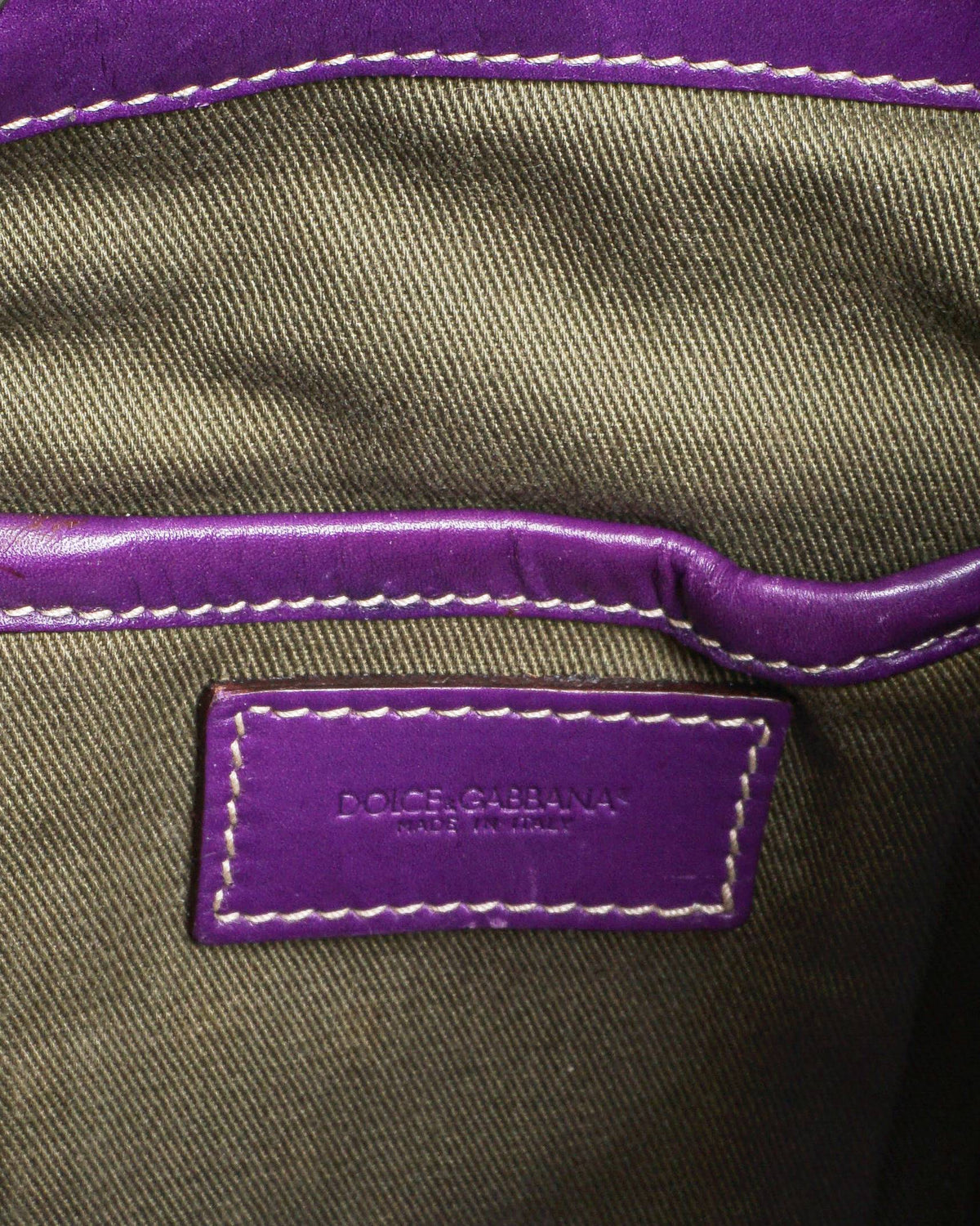Dolce & Gabbana Purple Leather Metallic Handle Tote Bag