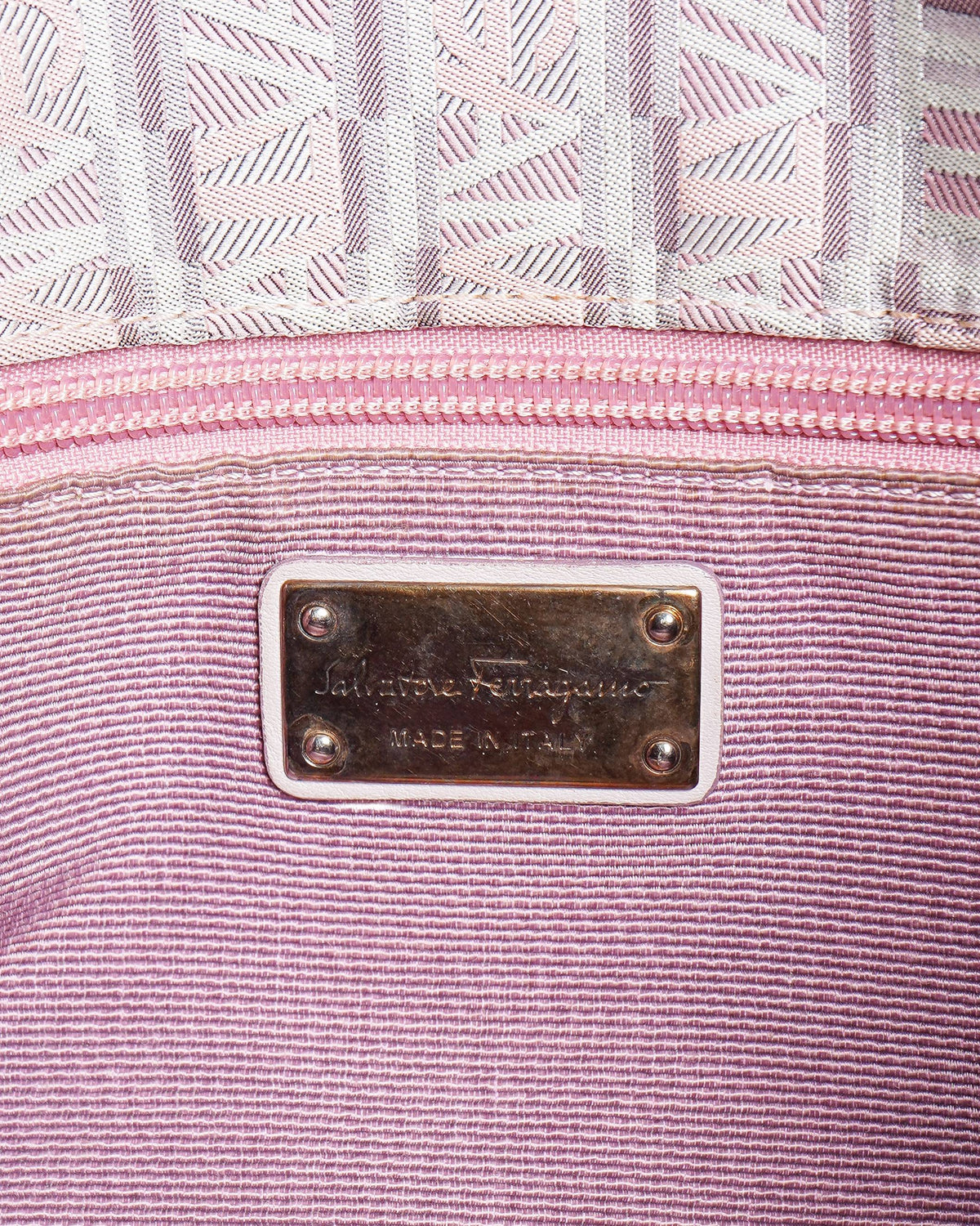 Salvatore Ferragamo Pink Logo Medium Shoulder Bag