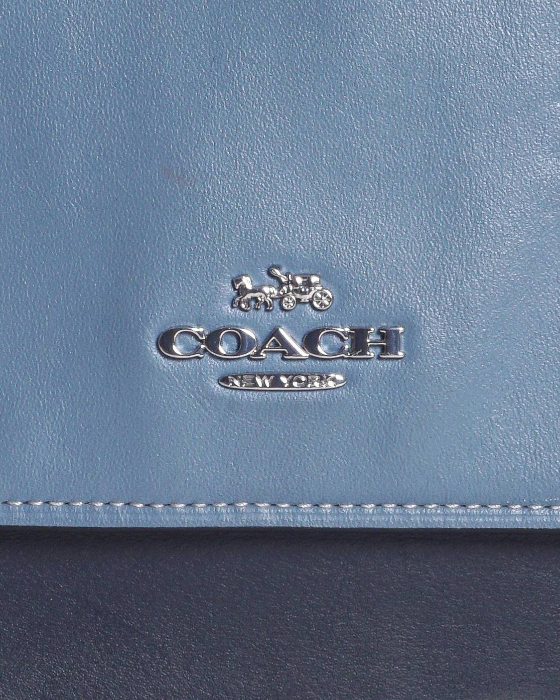 Coach Slate Blue & Black Colorblock Snake-Embossed Chain Crossbody Bag