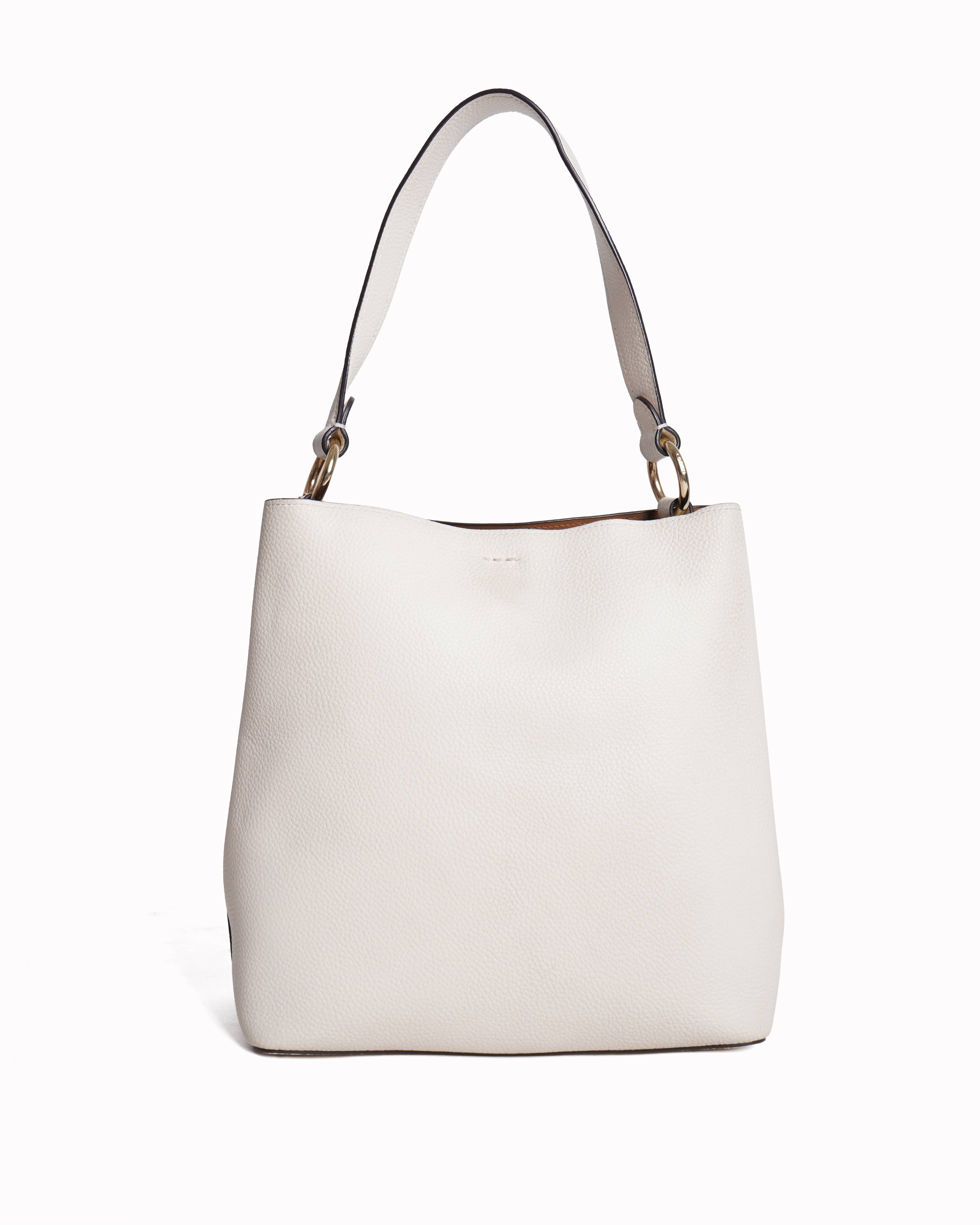 Coach town bucket bag in white pebble leather