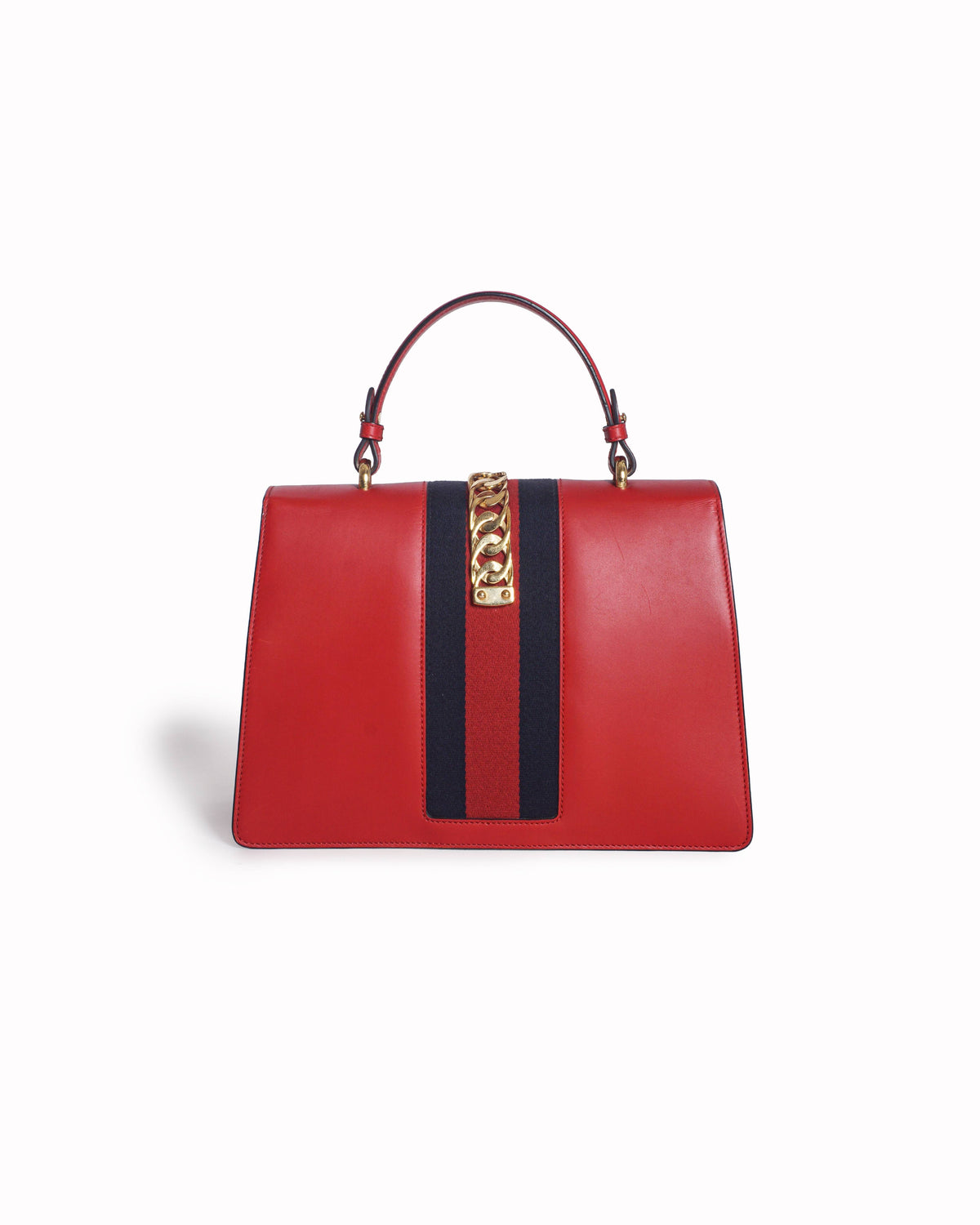 Gucci Red Smooth Leather Sylvie Top Handle Bag
