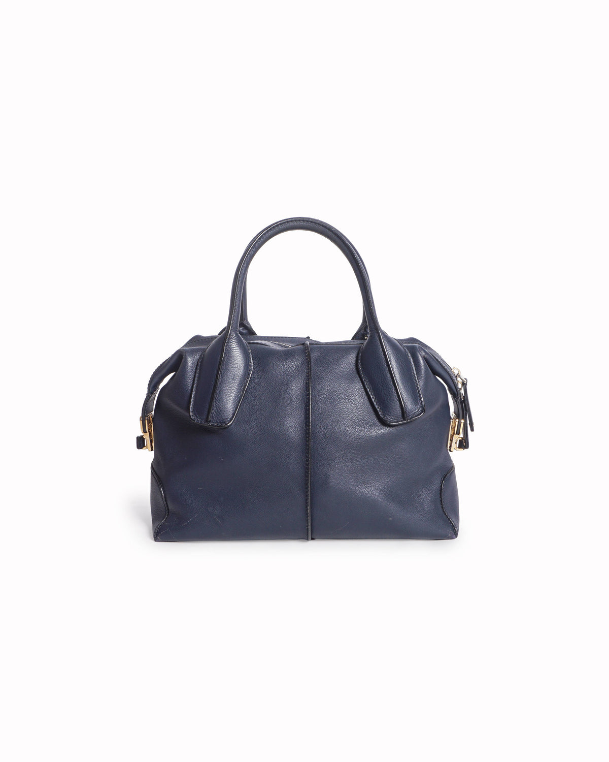 Tod's Dark Blue Grained Leather D-Cube Bowler Bag