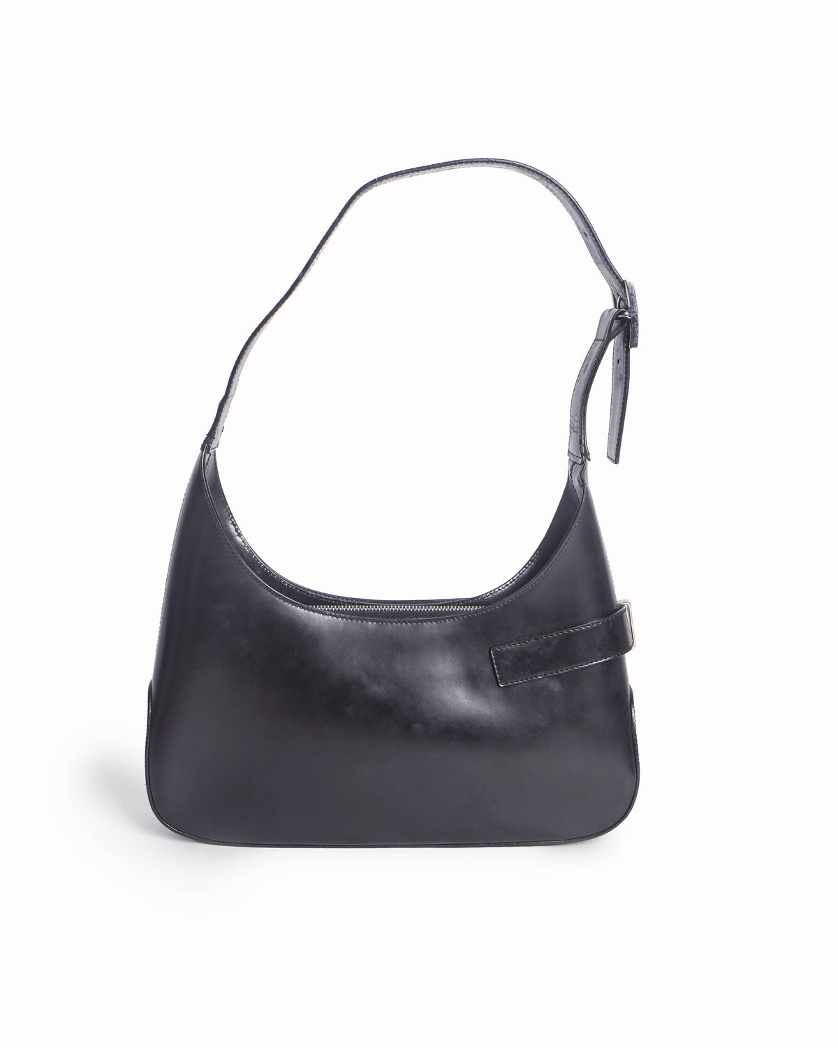 Salvatore Ferragamo Black Leather Gancini Buckle Shoulder Bag