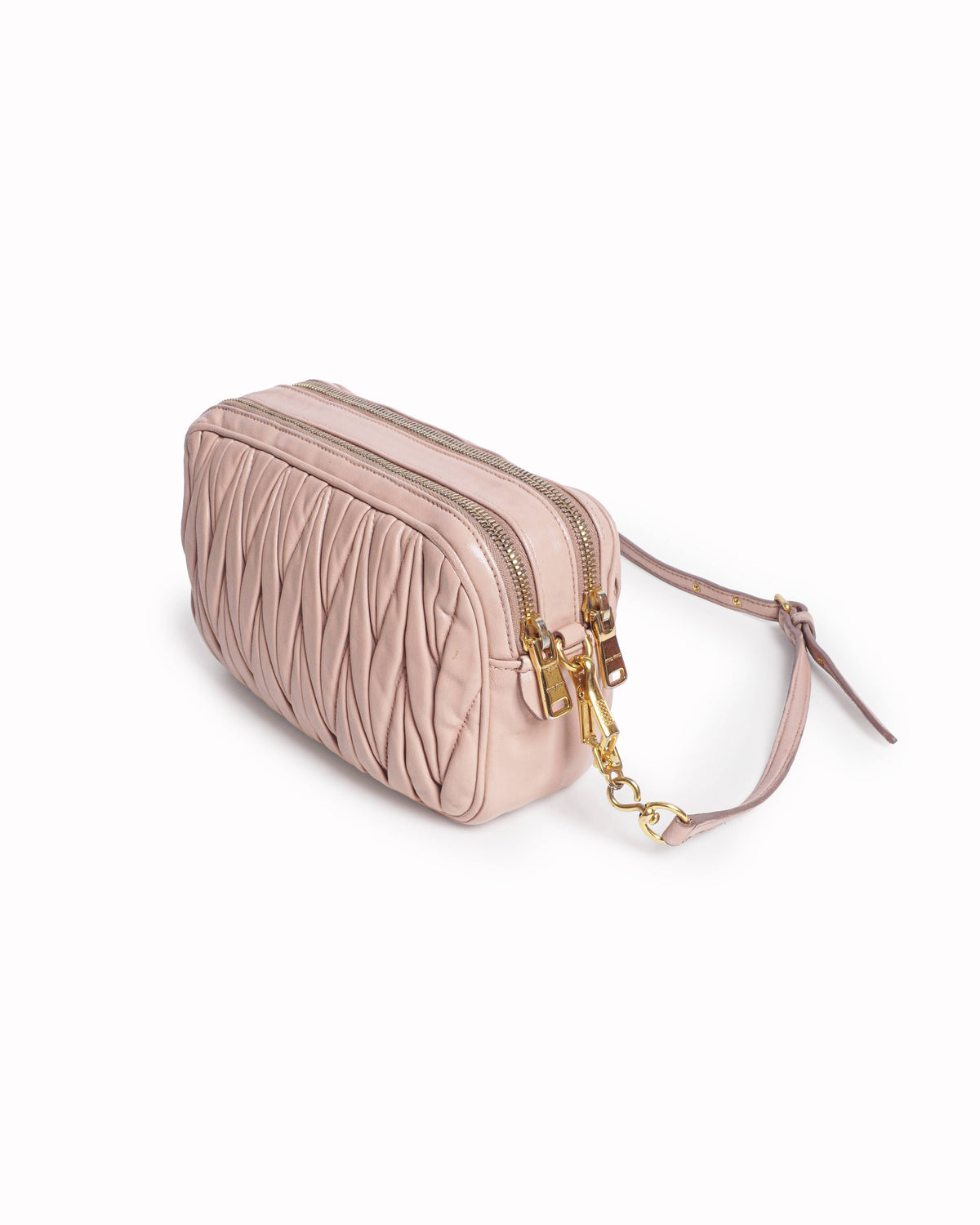 Miu Miu Blush Pink Matelassé Leather Camera Bag