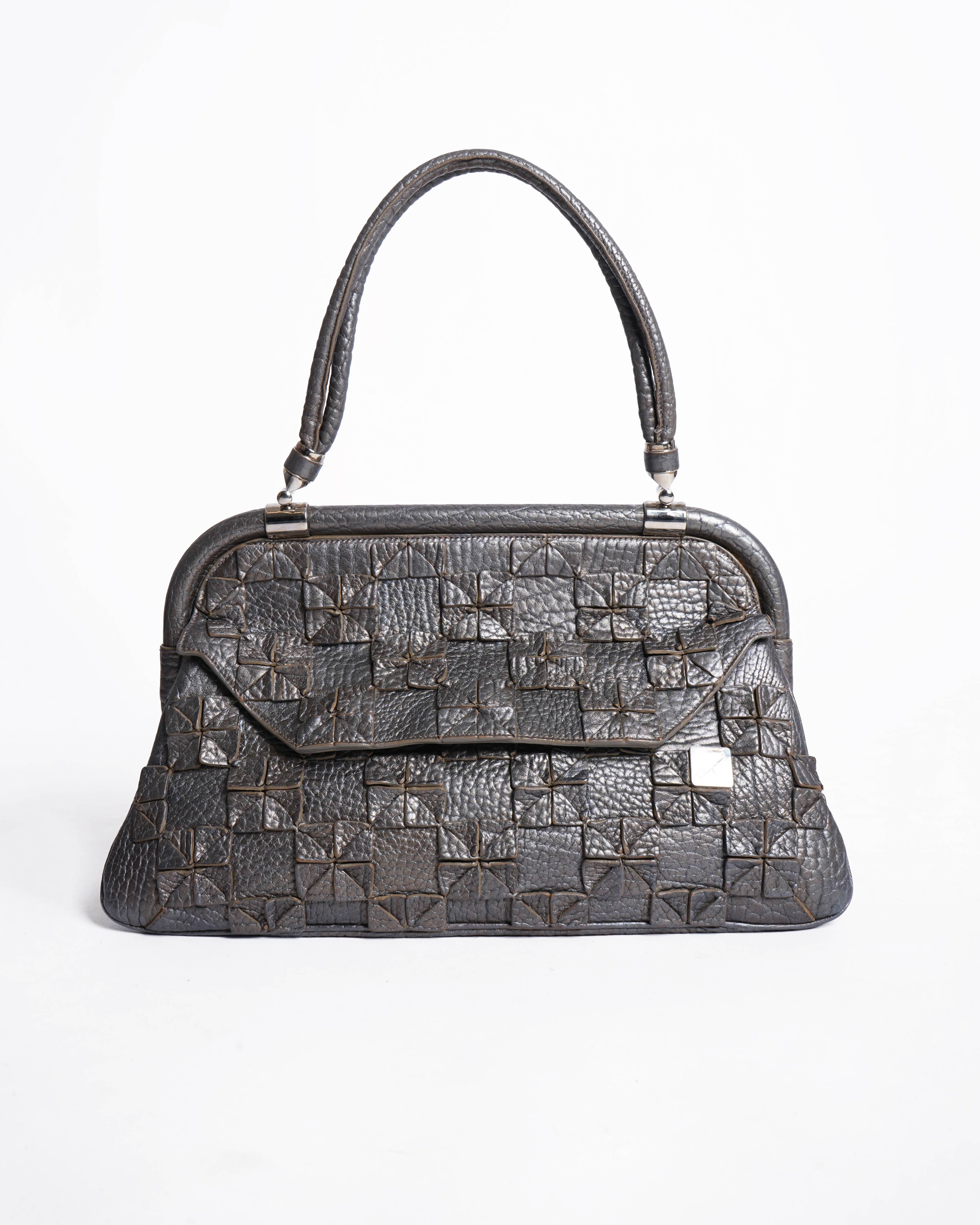 Salvatore Ferragamo metallic leather cutout shoulder bag