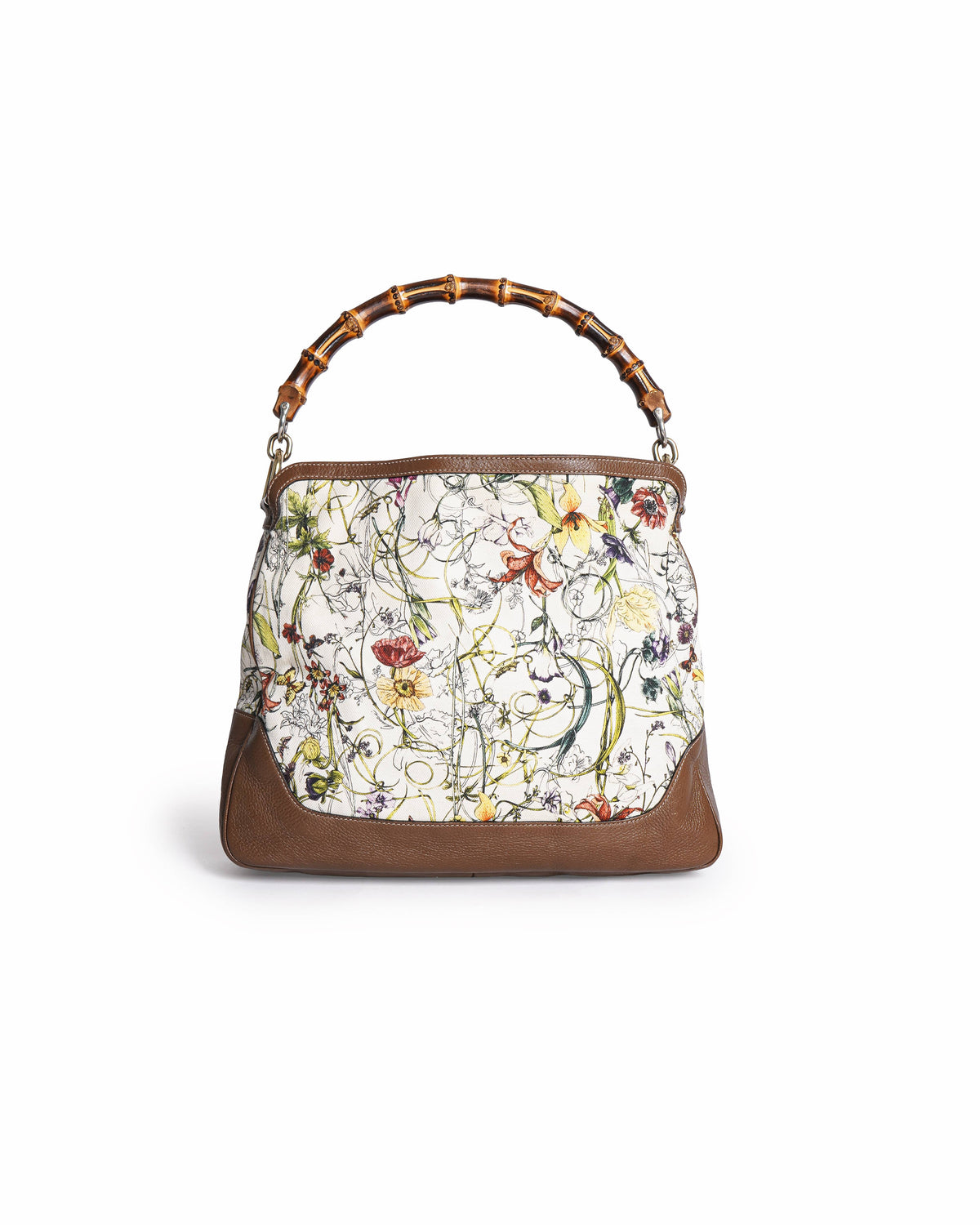 Gucci Floral Canvas Peggy Bamboo Handle Bag