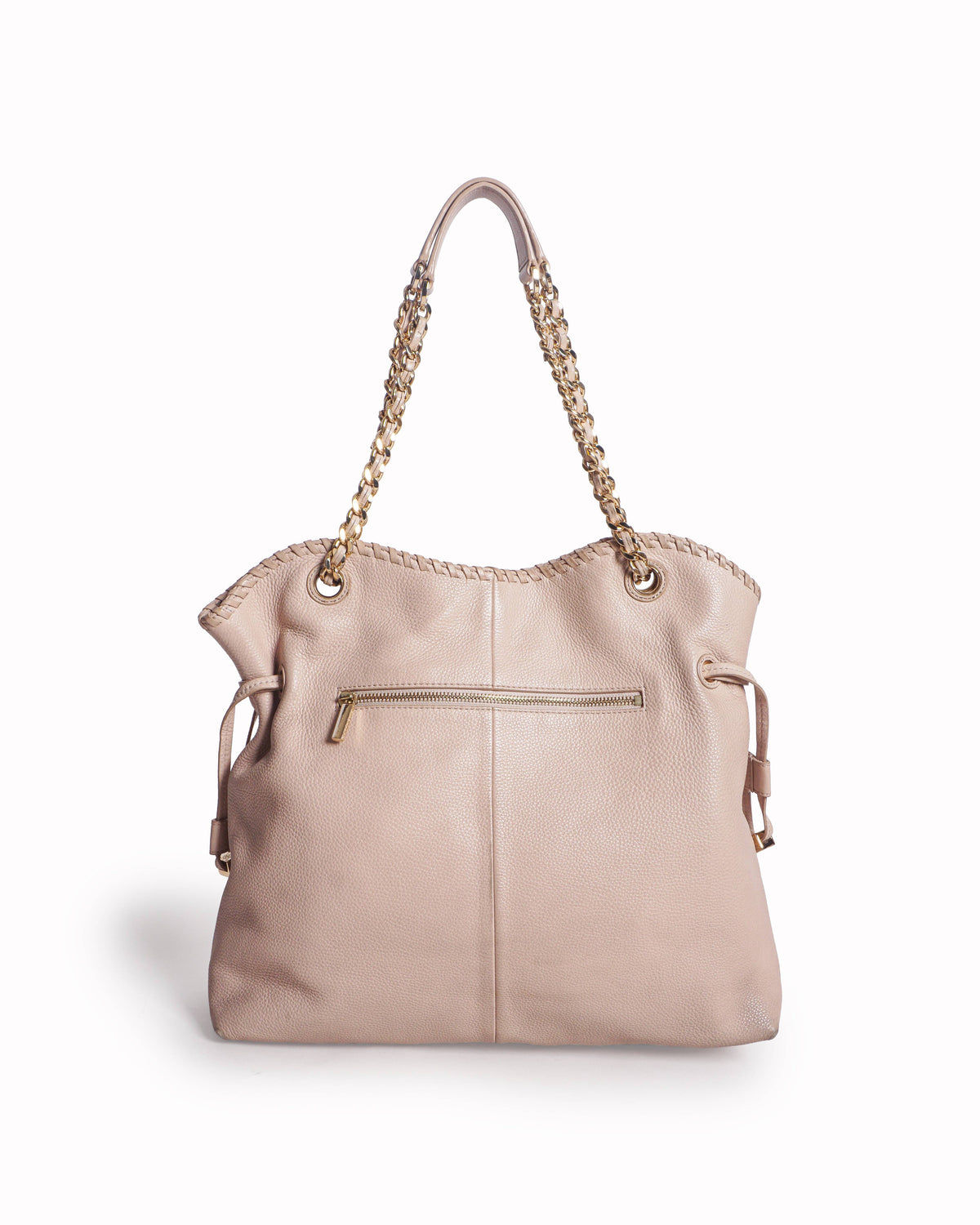 Tory Burch Marion Blush Pink Pebbled Leather Whipstitch Shoulder Bag