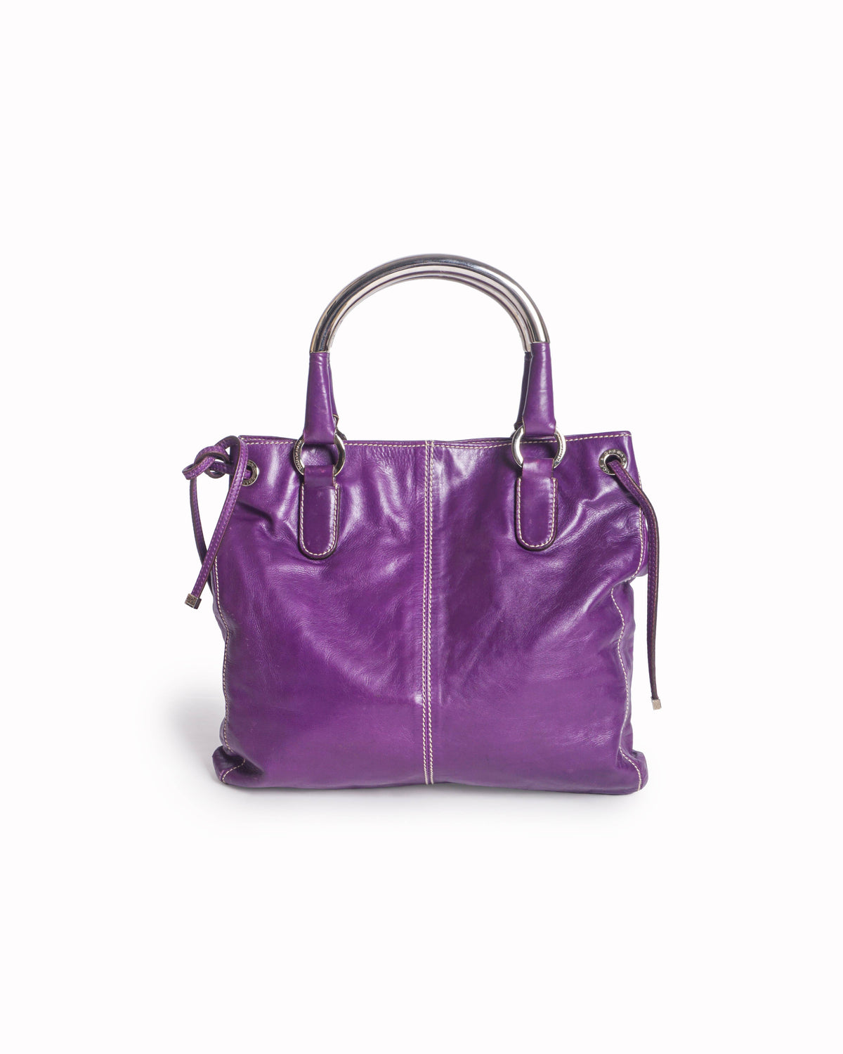 Dolce & Gabbana Purple Leather Metallic Handle Tote Bag