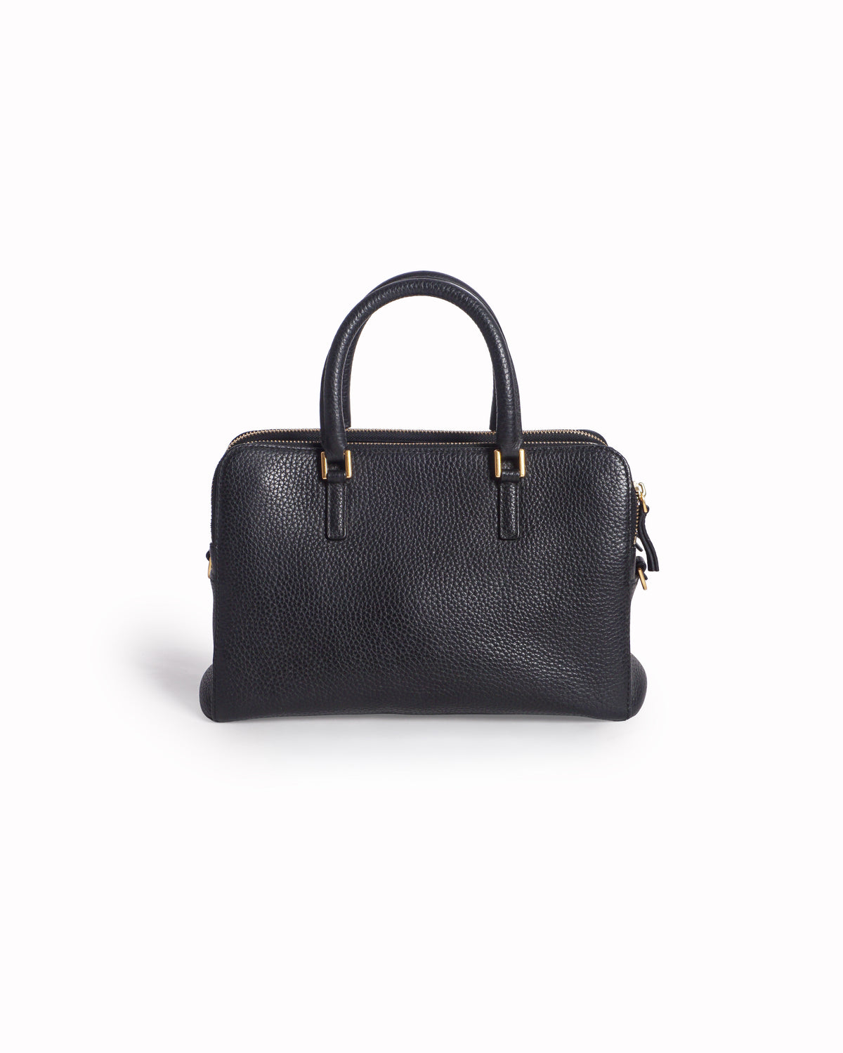 Tory Burch Black Pebbled Leather Robinson Double Zip Tote Bag