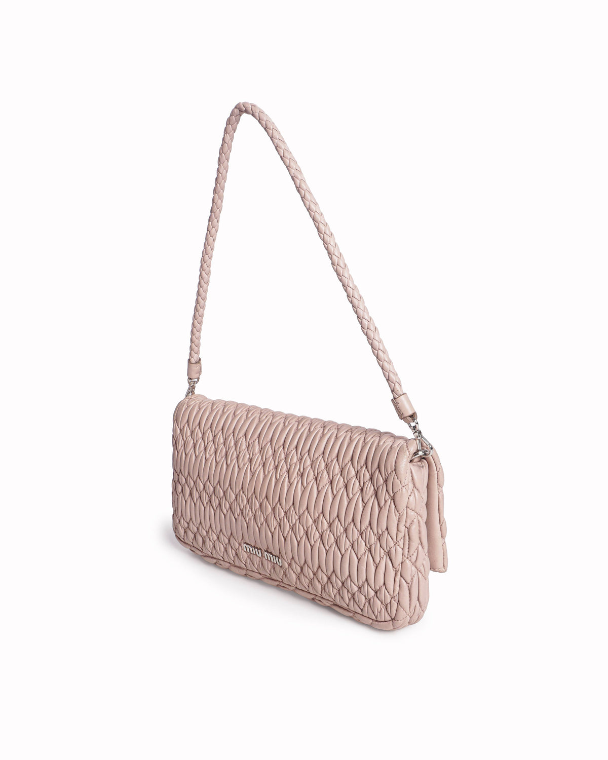 Miu Miu Blush Pink Nappa Crystal Matelassé Bag