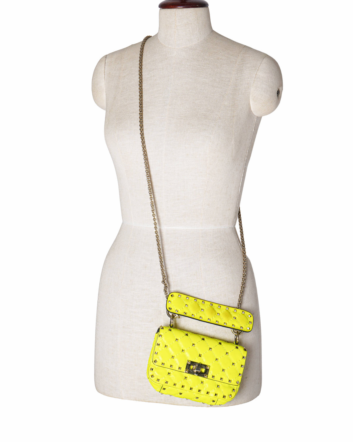 Valentino Garavani Rockstud Spike Neon Yellow Leather Crossbody Bag